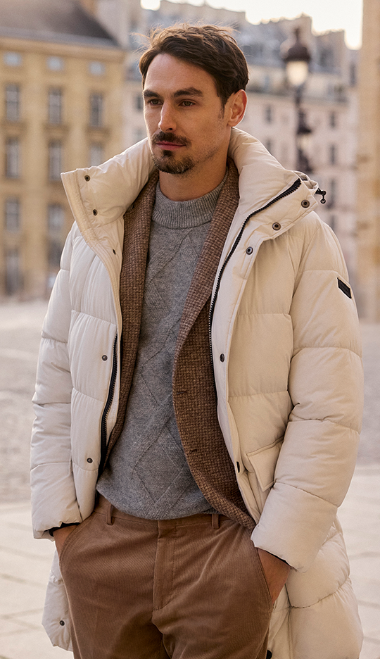 White down coat for men