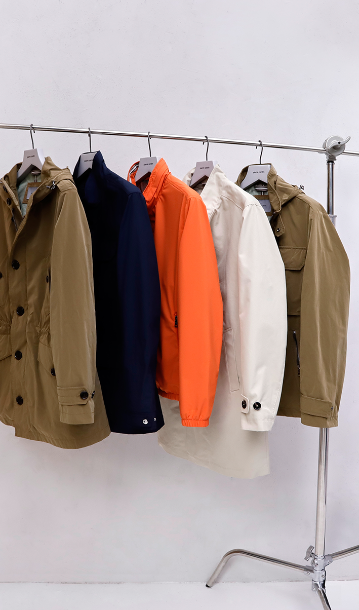 Jackets Different summer jackets on clothing rack