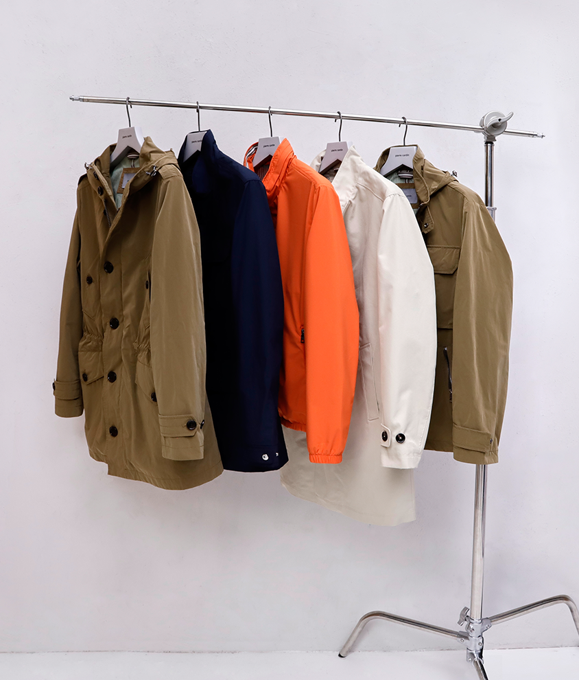 Jackets Different summer jackets on clothing rack