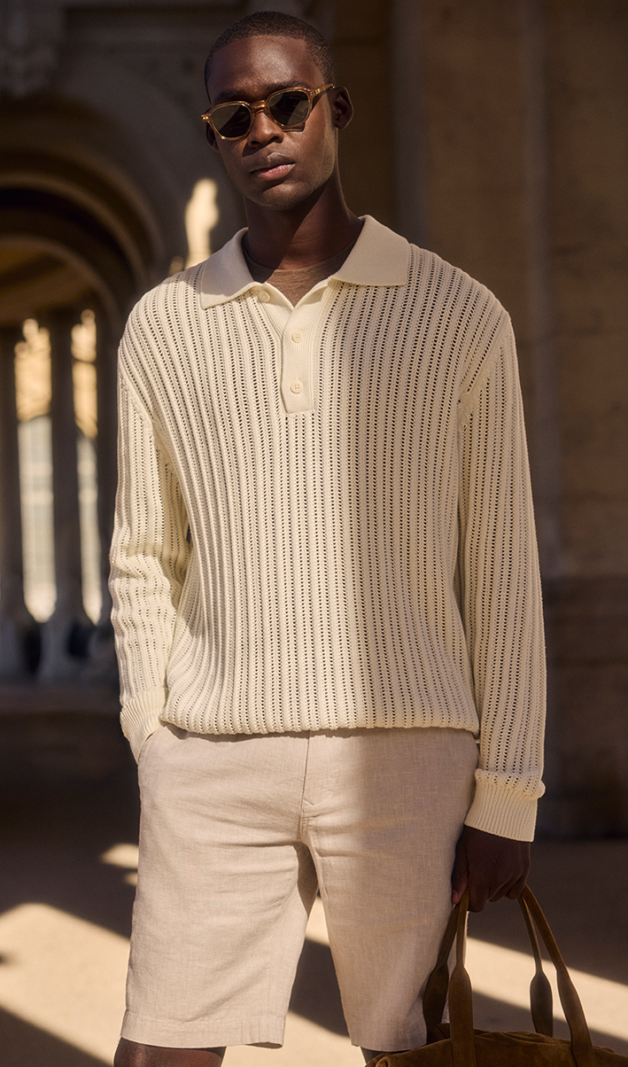 Gestricktes langarm Polo Shirt