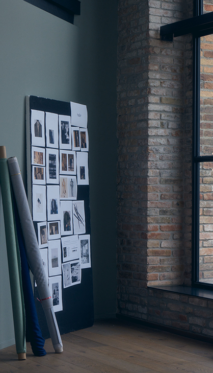 Inspiration Noticeboard with design drafts
