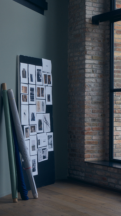 Inspiration Noticeboard with design drafts