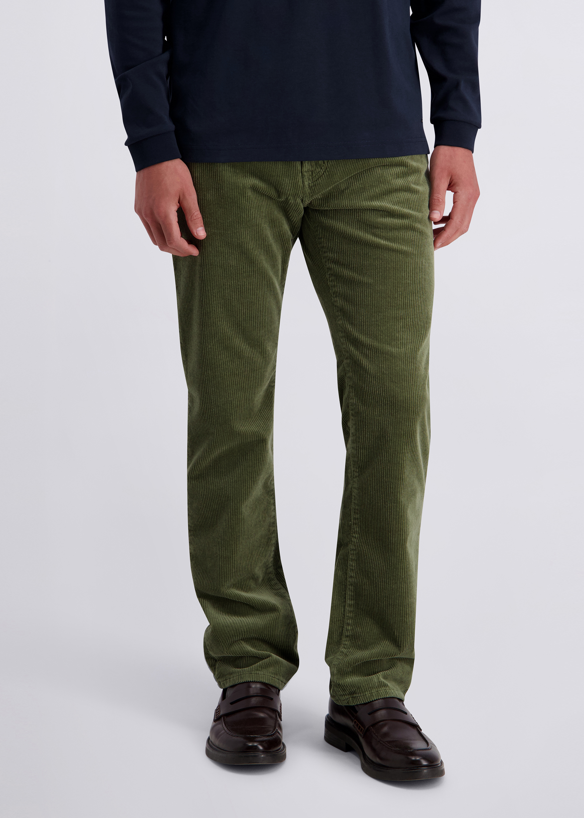 Regular Fit Cordhose Laval, Dusty Olive Frontansicht