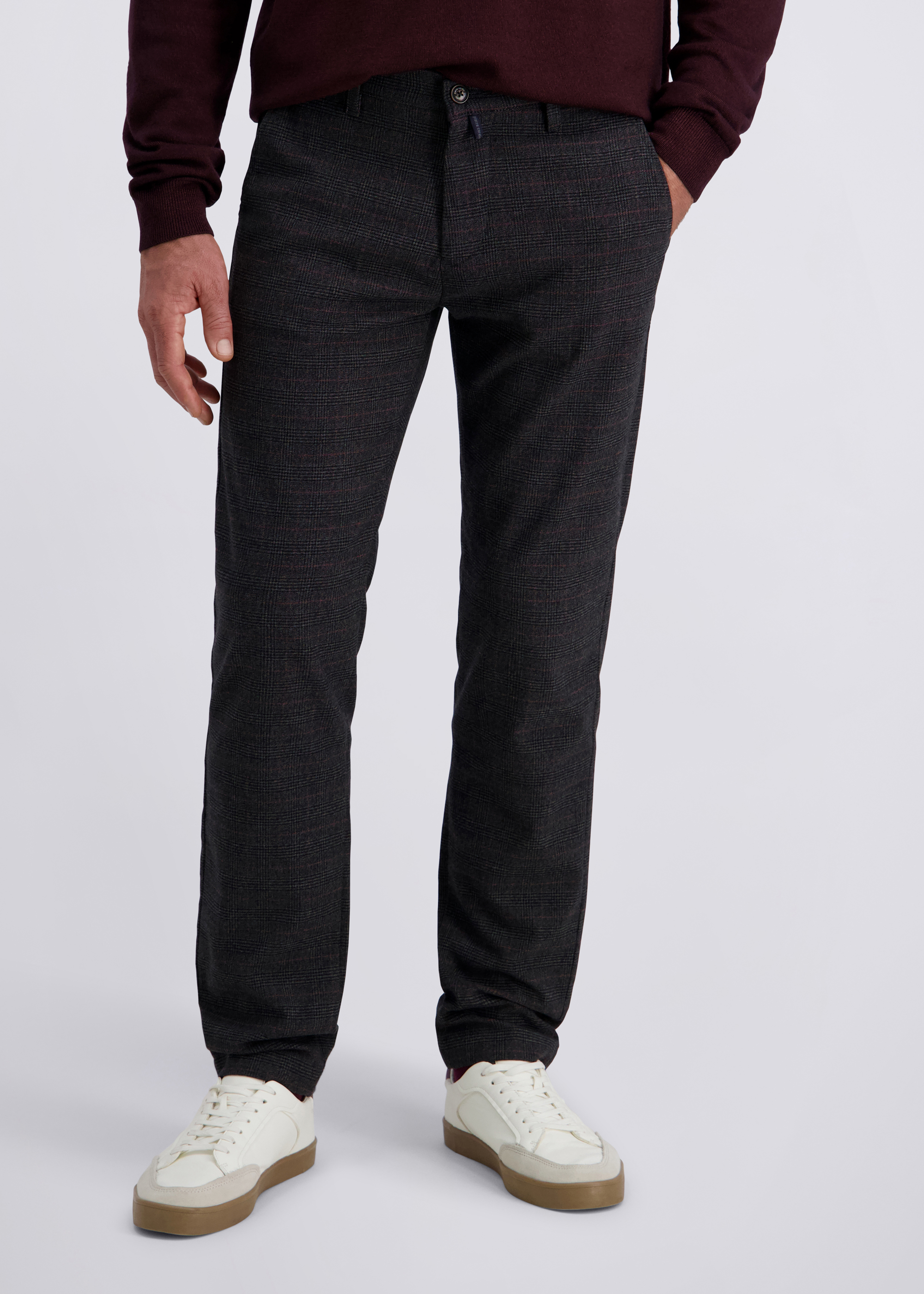 Calais Hose mit feinem Karomuster, Gray Pinstripe Frontansicht