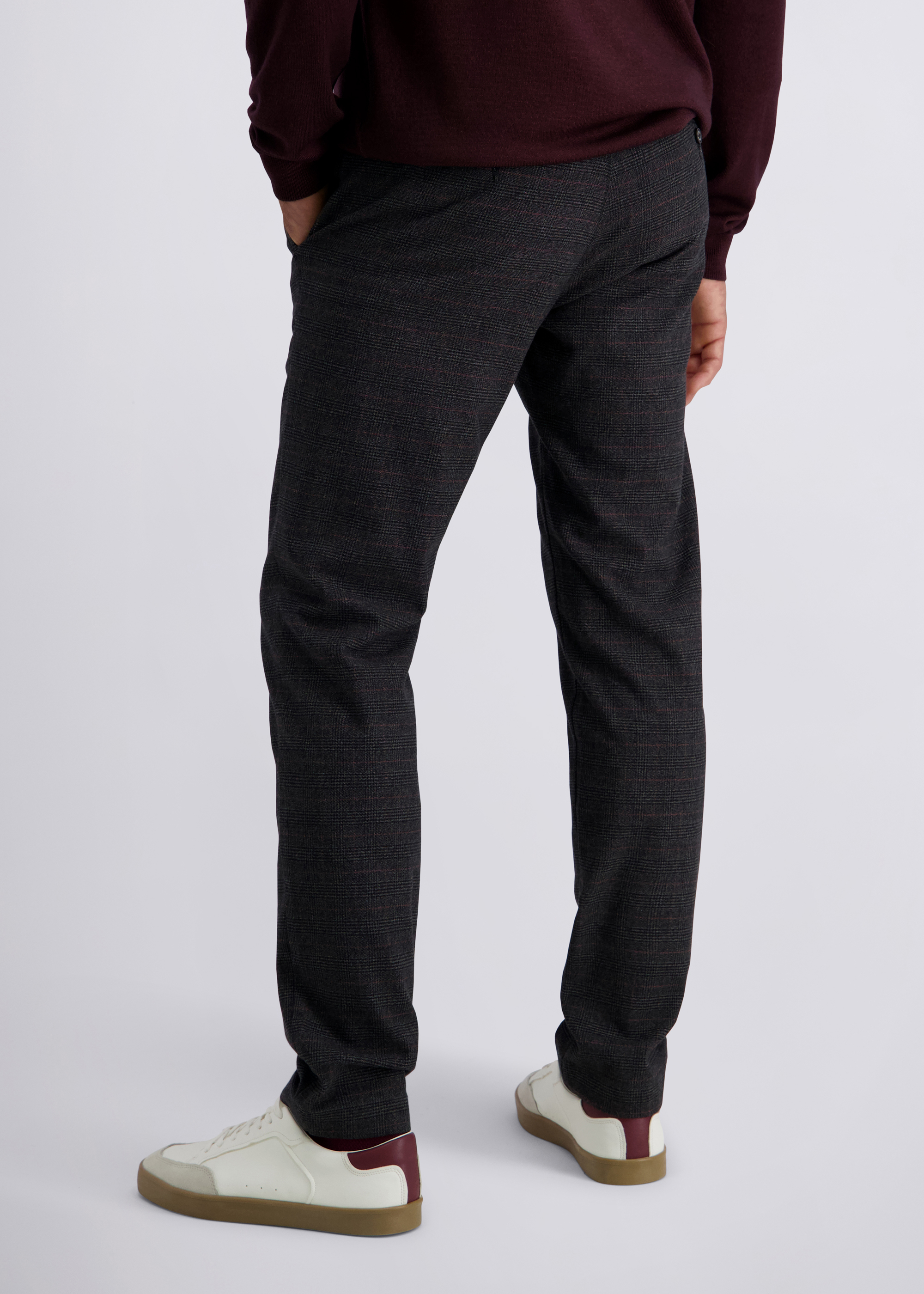 Calais Hose mit feinem Karomuster, Gray Pinstripe Detailansicht 1