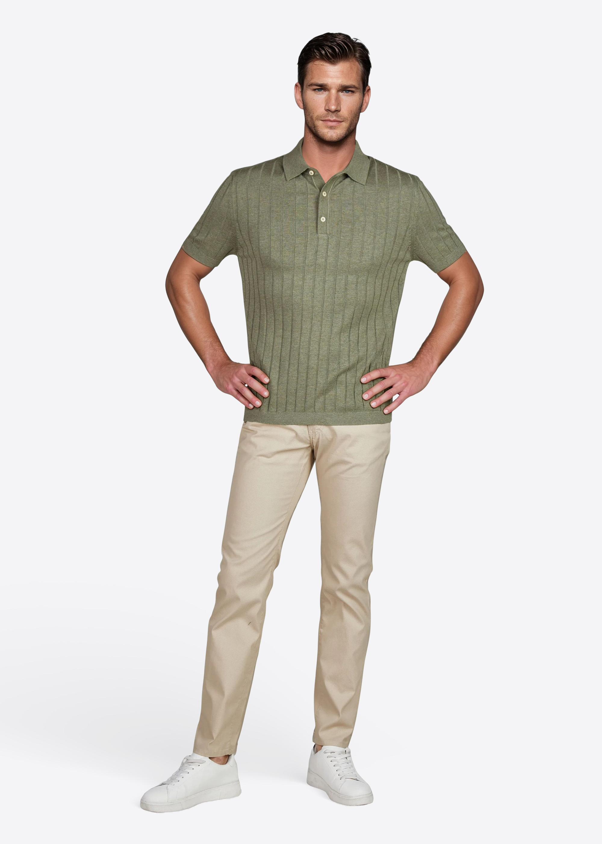 Hose Lyon mit Dornschlaufe für die Gürtelschnalle, Twill Rückansicht