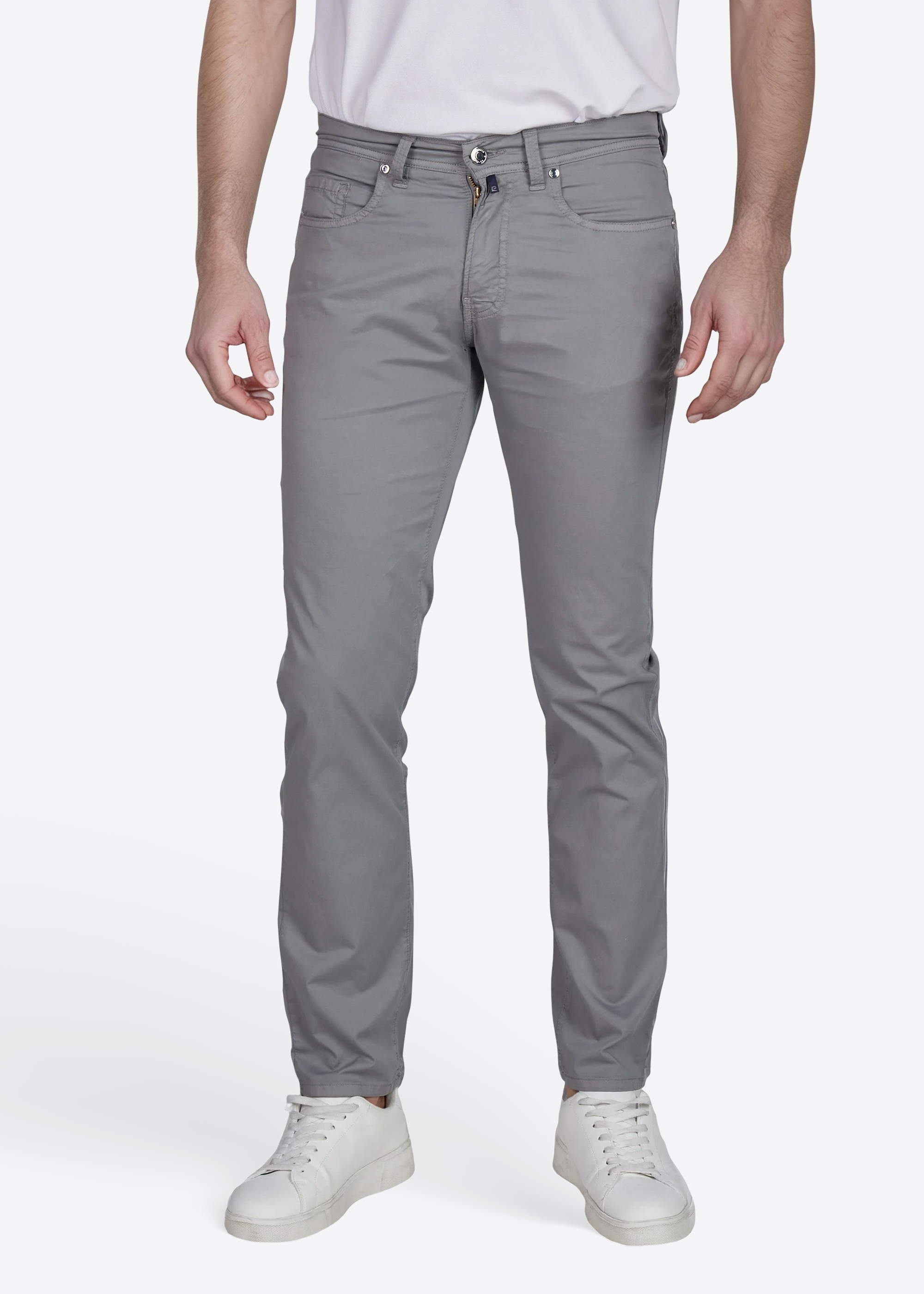Hose Lyon  mit Dornschlaufe für die Gürtelschnalle, Quiet Gray Frontansicht
