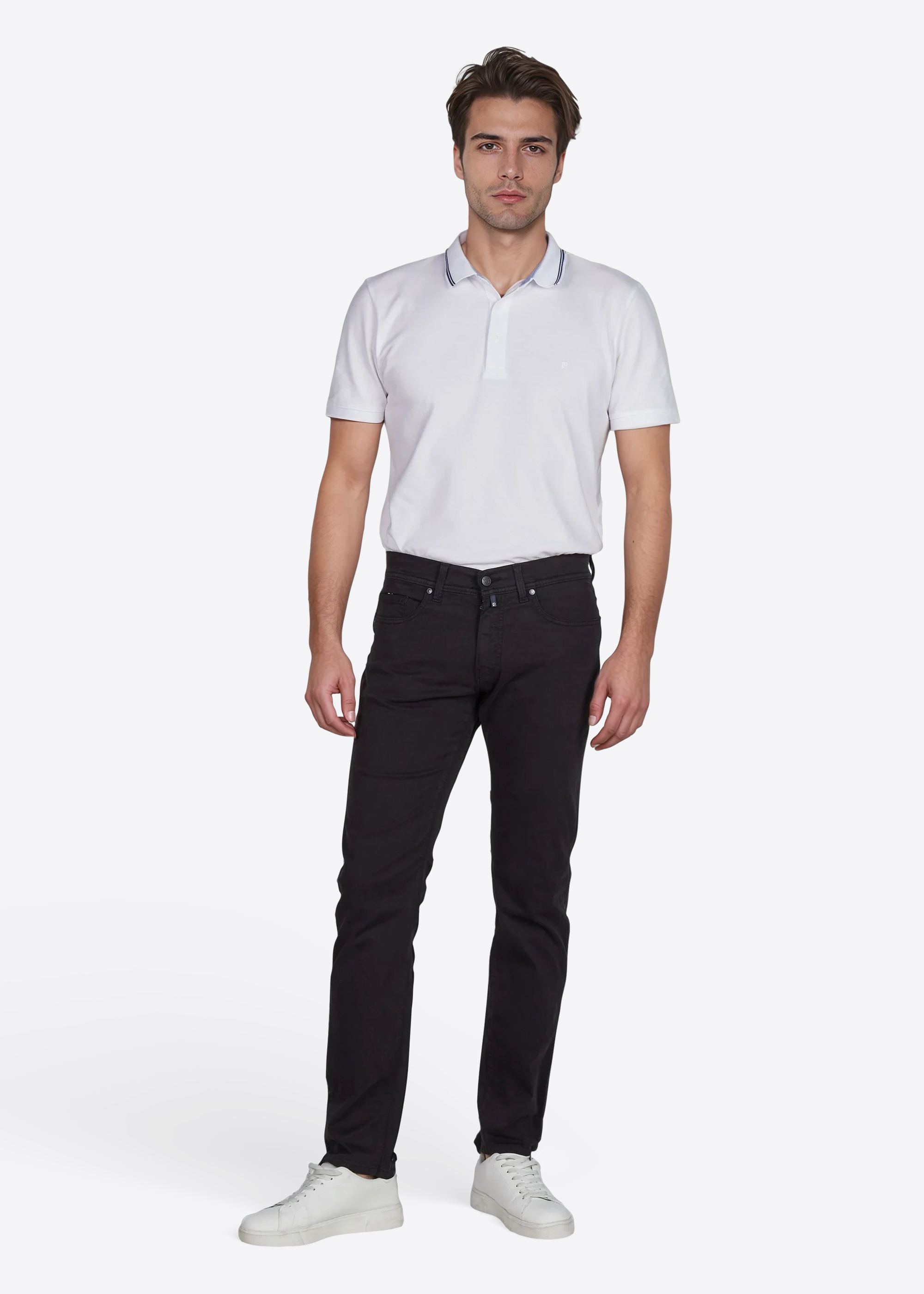 Stilvolle Herrenhose in Slim Fit Passform, Schwarz Rückansicht