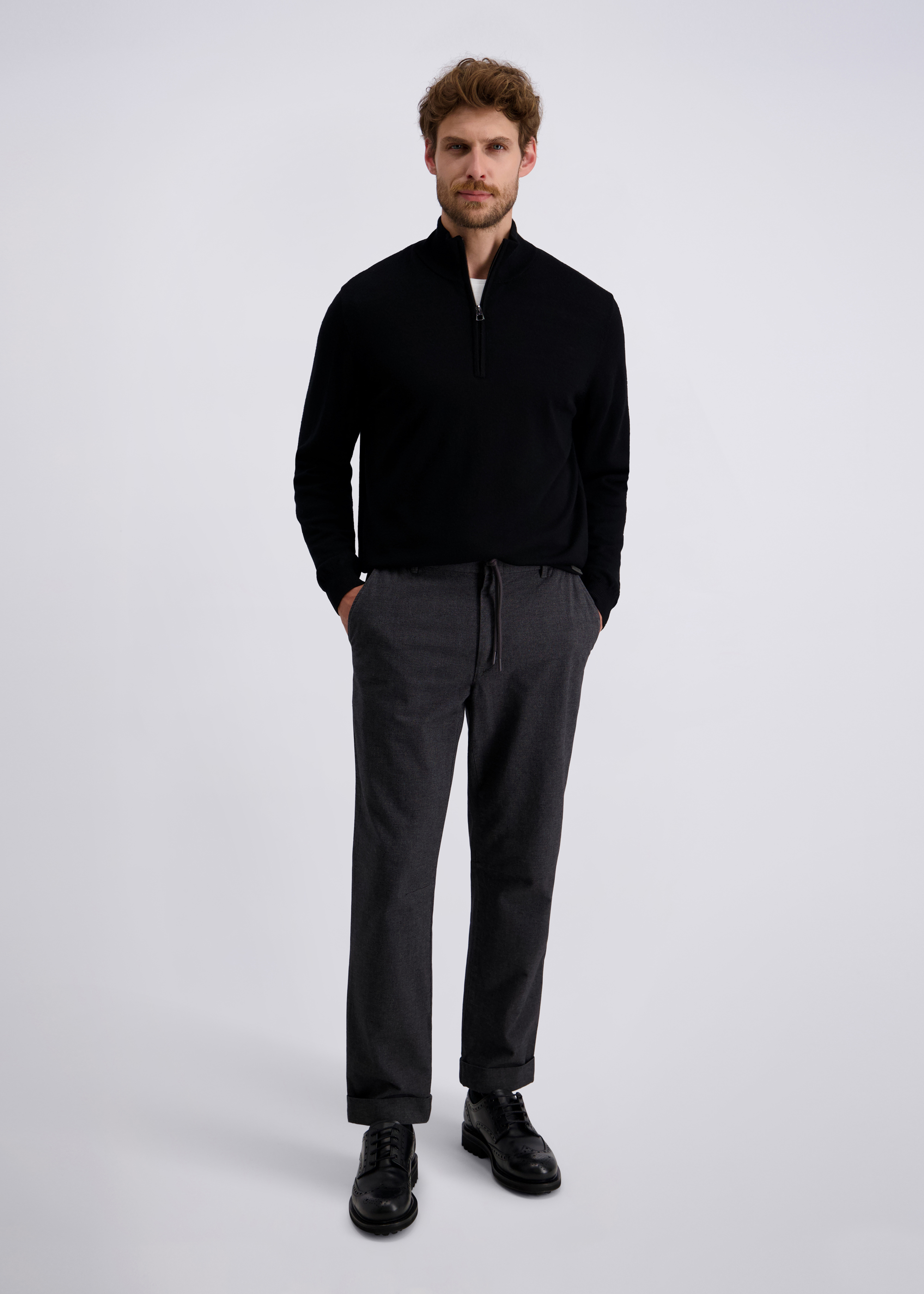 Raffinierte Straight Fit Chinos, Anthra Rückansicht