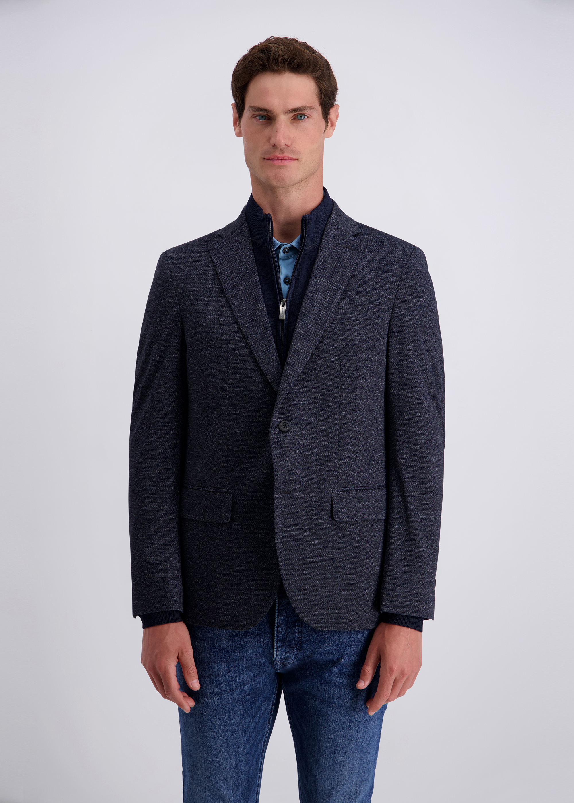 Refined Minimalist Business Blazer, Sargasso Sea Frontansicht
