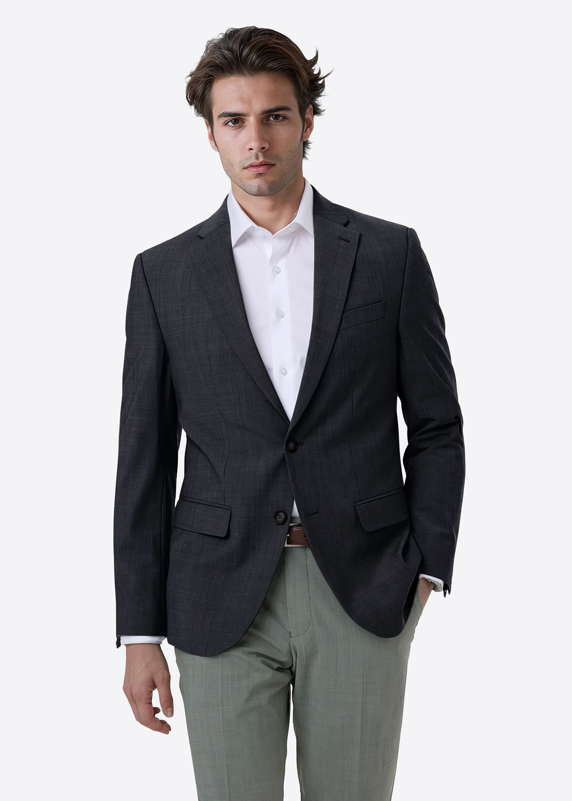 Grant Klassische Sakko Modern Fit, Anthra Frontansicht