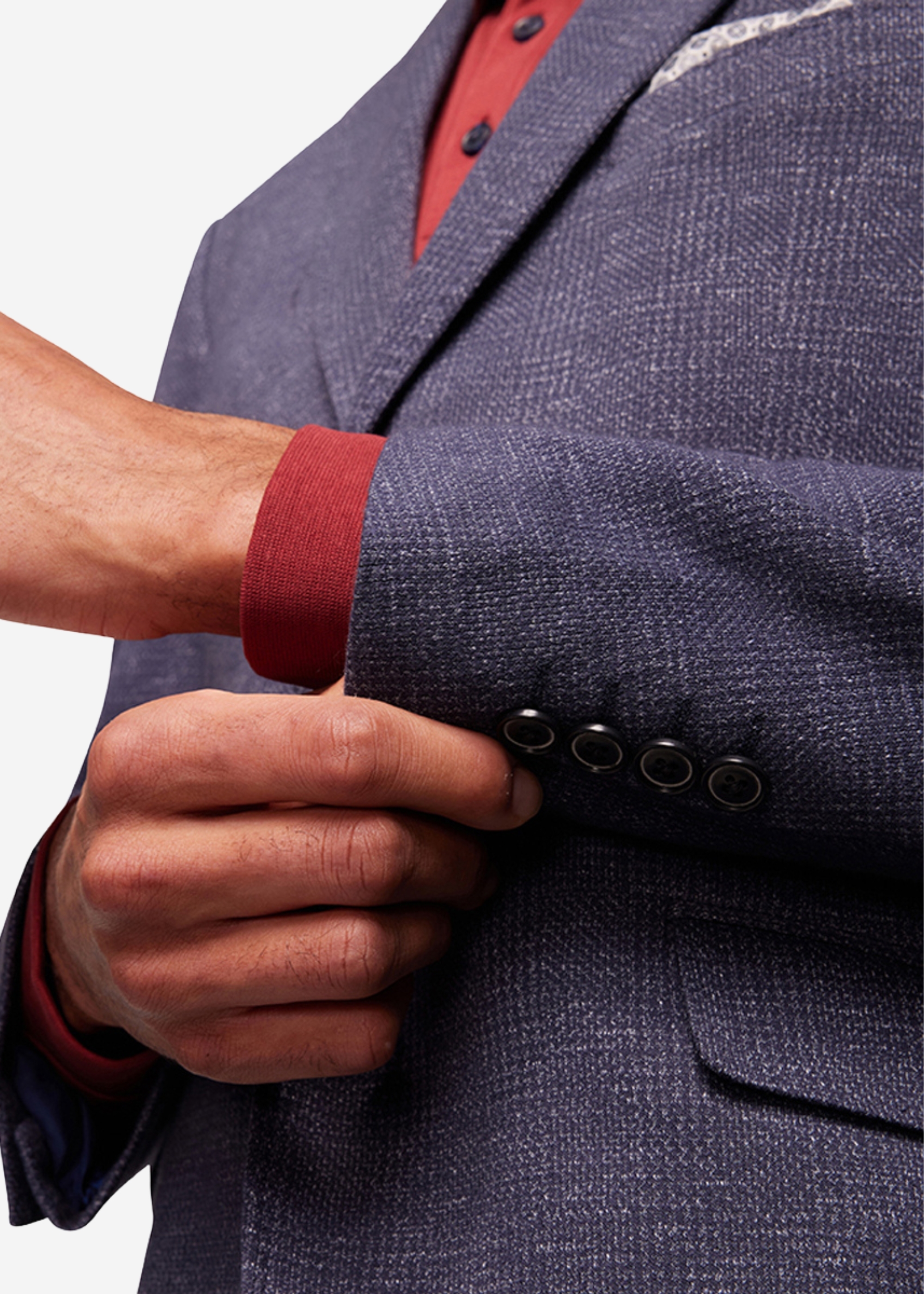 Lucas Jersey-Sakko mit Karo-Optik Modern Fit, Navy Blazer Rückansicht