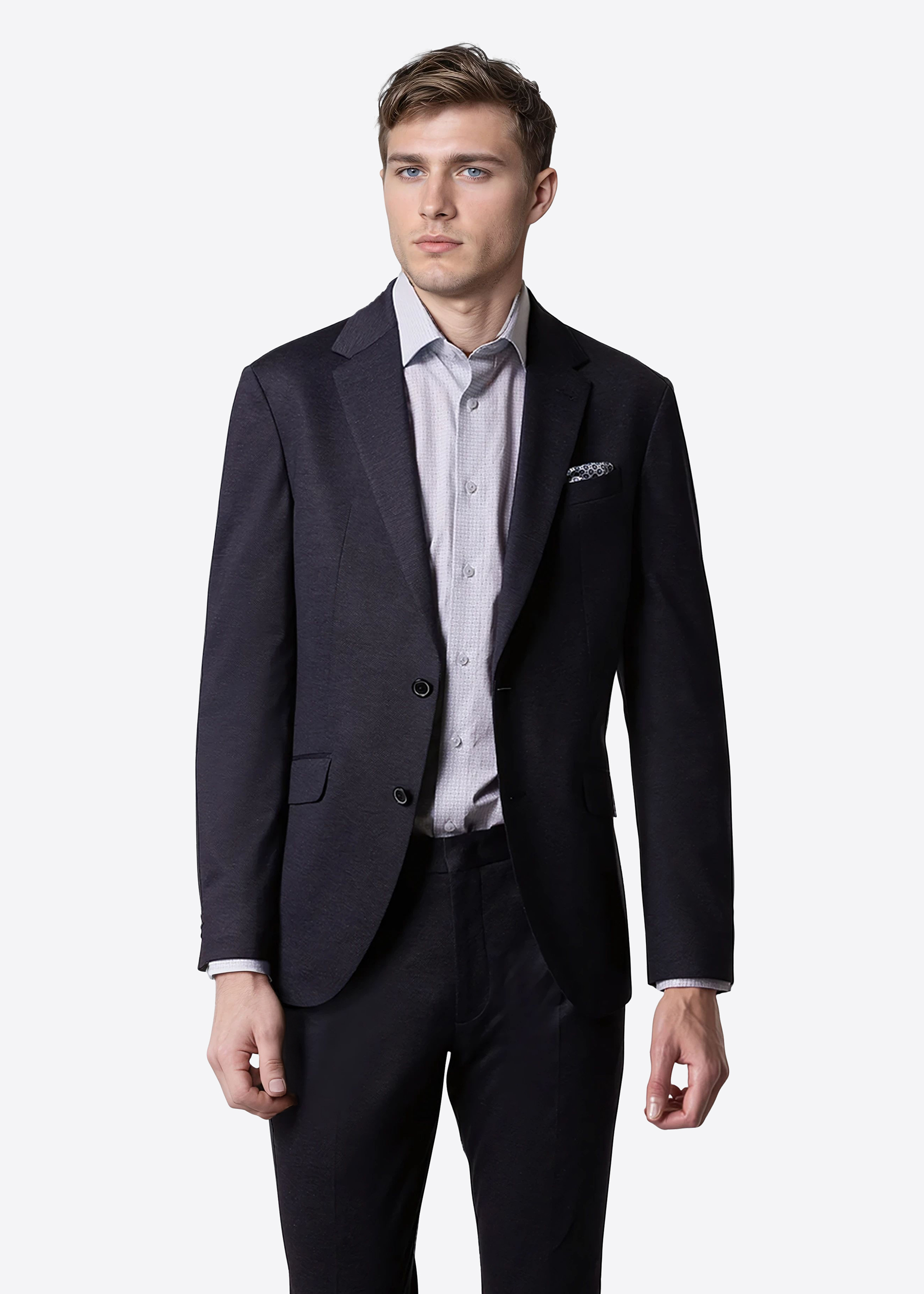 Lucas Sakko mit Knöpfen Modern Fit, Blau Frontansicht