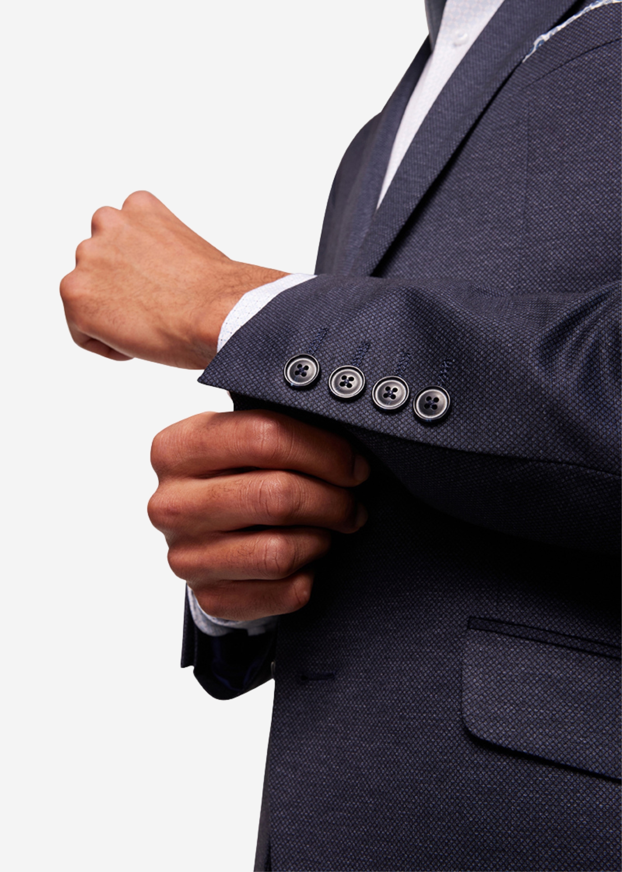 Lucas Sakko mit Knöpfen Modern Fit, Blau Rückansicht