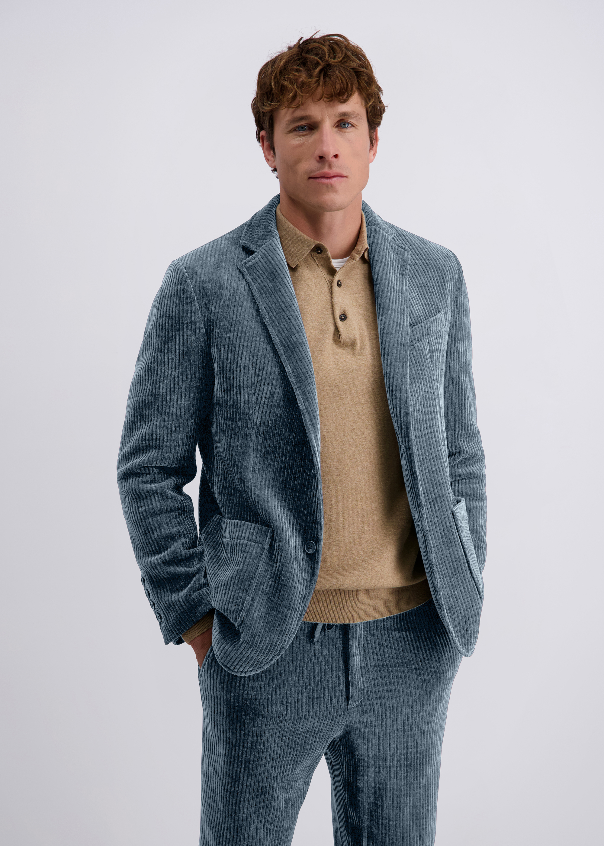 Maurice Elegantes Cord-Sakko Modern Fit, Blue Mirage Frontansicht