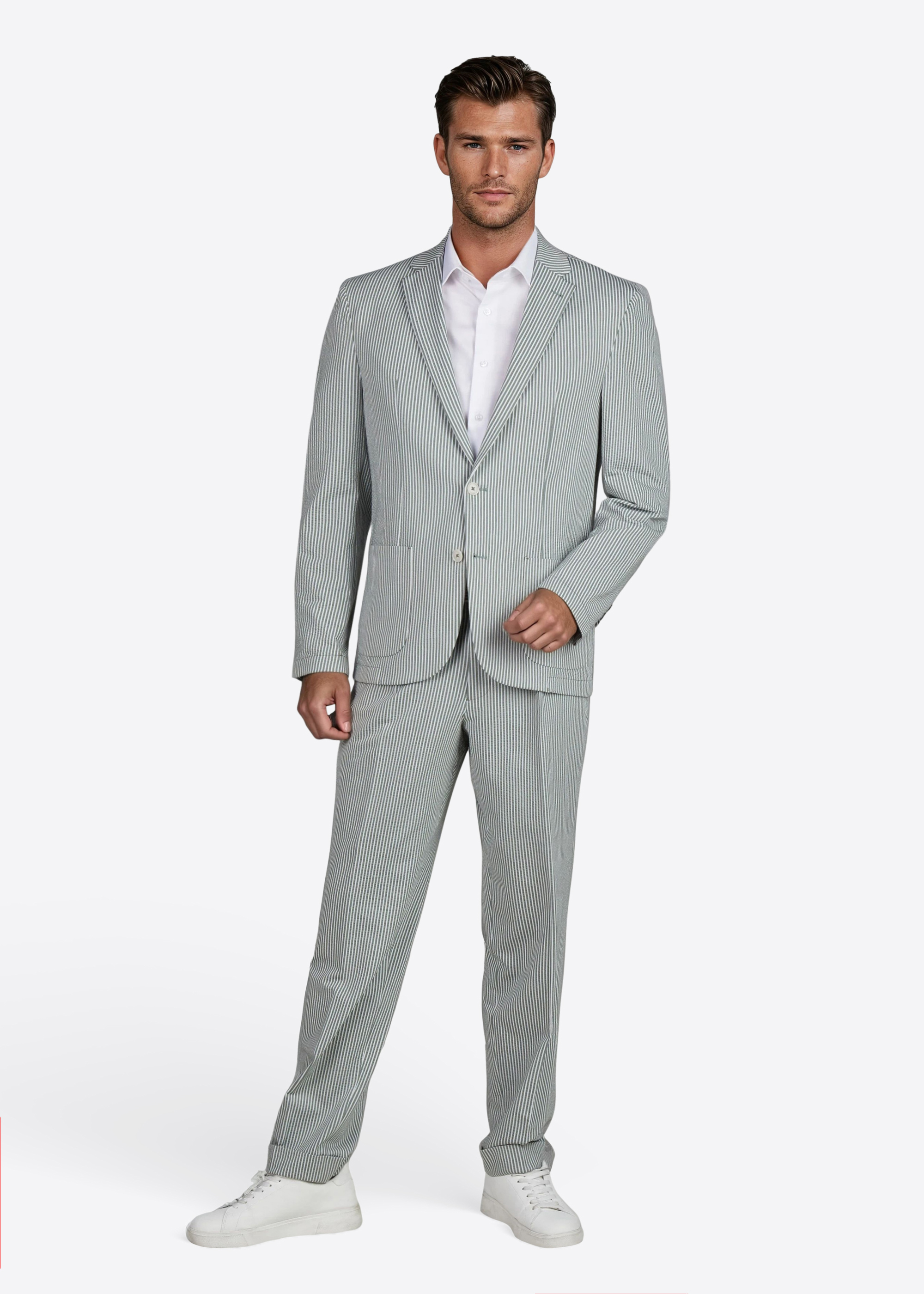 Sakko Michel mit Zwei-Knopf-Verschluss, Dusty Olive Rückansicht