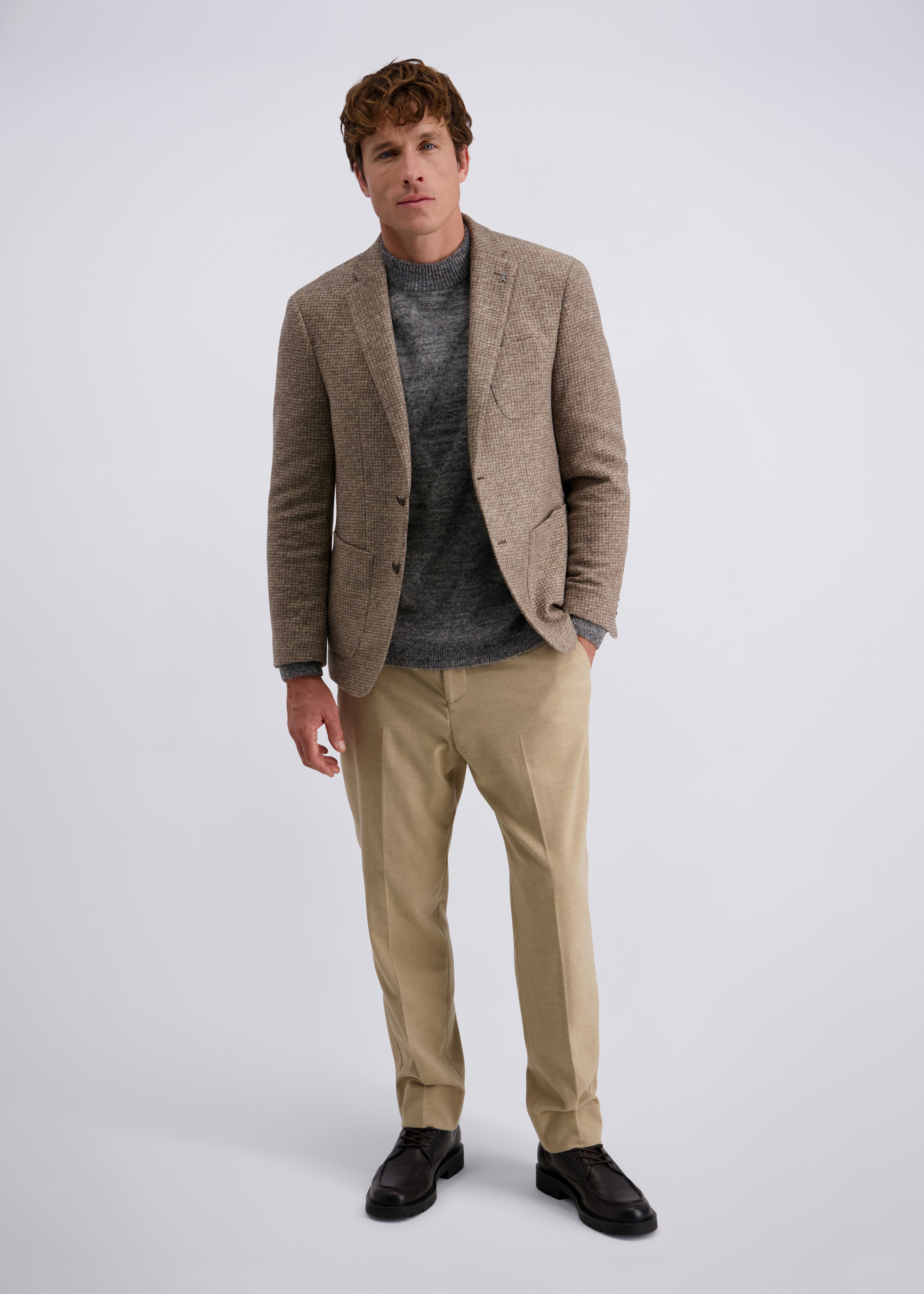 Michel Elegant Lapel Collar Jacket Regular Fit, Lark Rückansicht