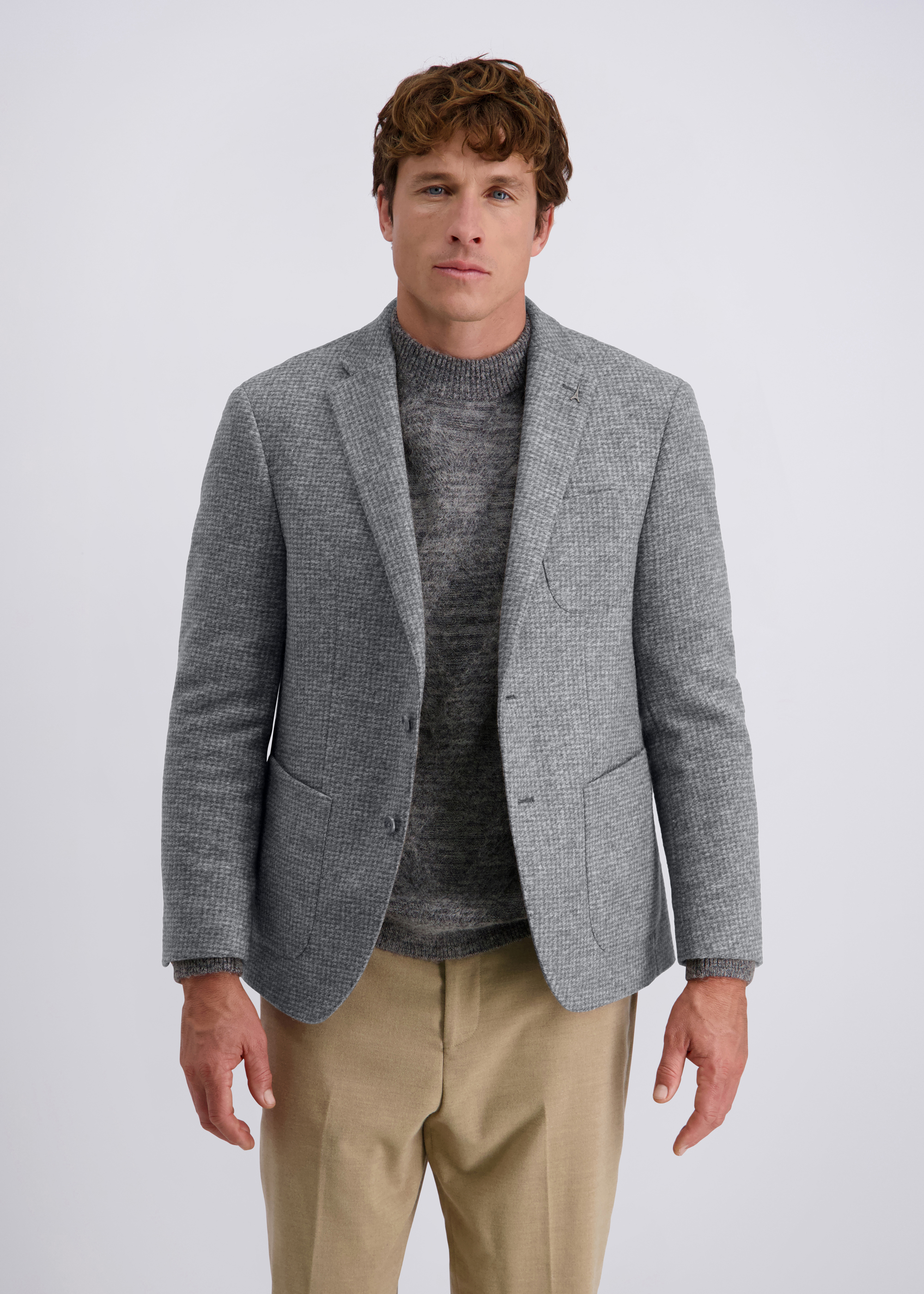 Michel Elegant Lapel Collar Jacket Regular Fit, Sharkgray Frontansicht