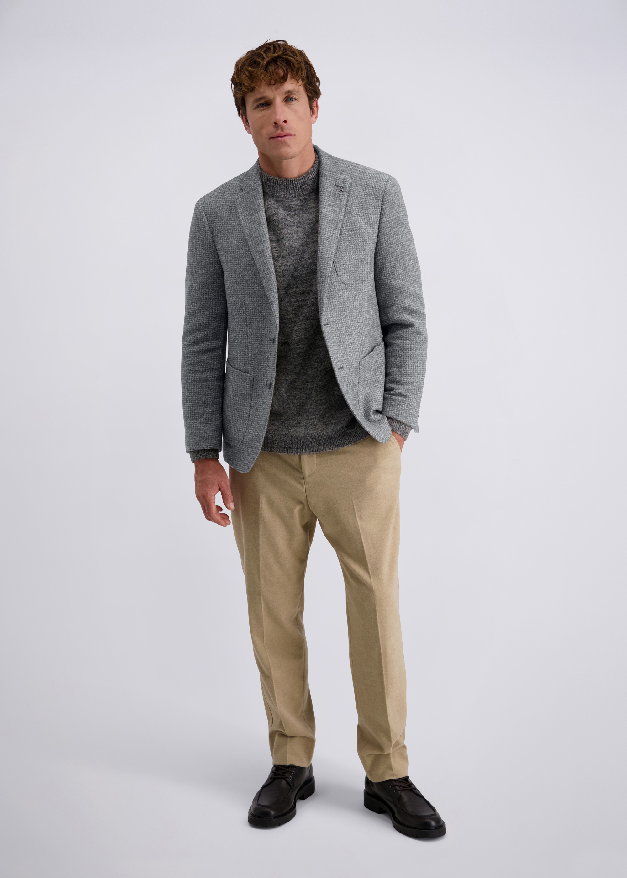 Michel Elegant Lapel Collar Jacket Regular Fit, Sharkgray Rückansicht