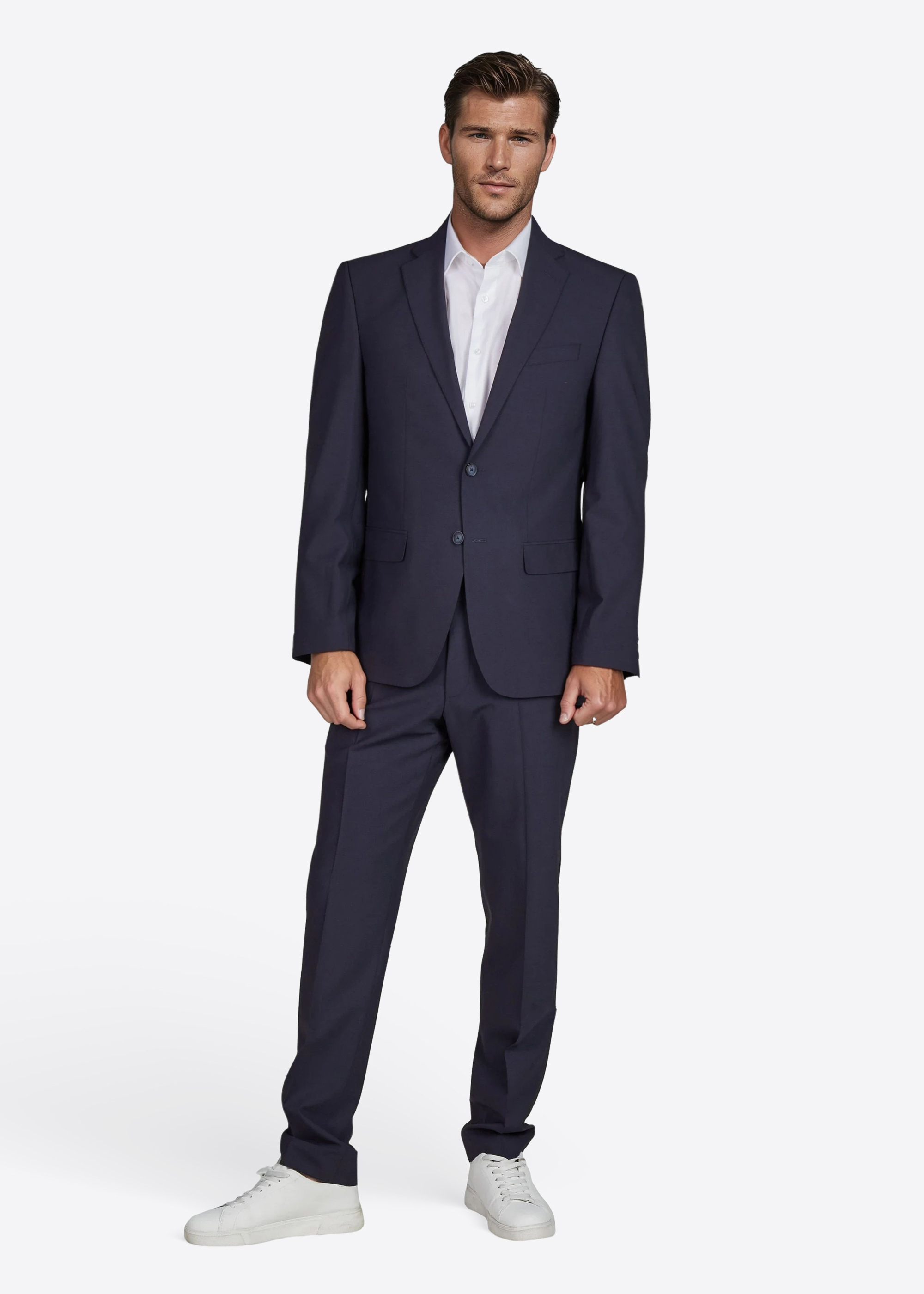 Ryan Anzughose mit Bügelfalte, Marine Rückansicht