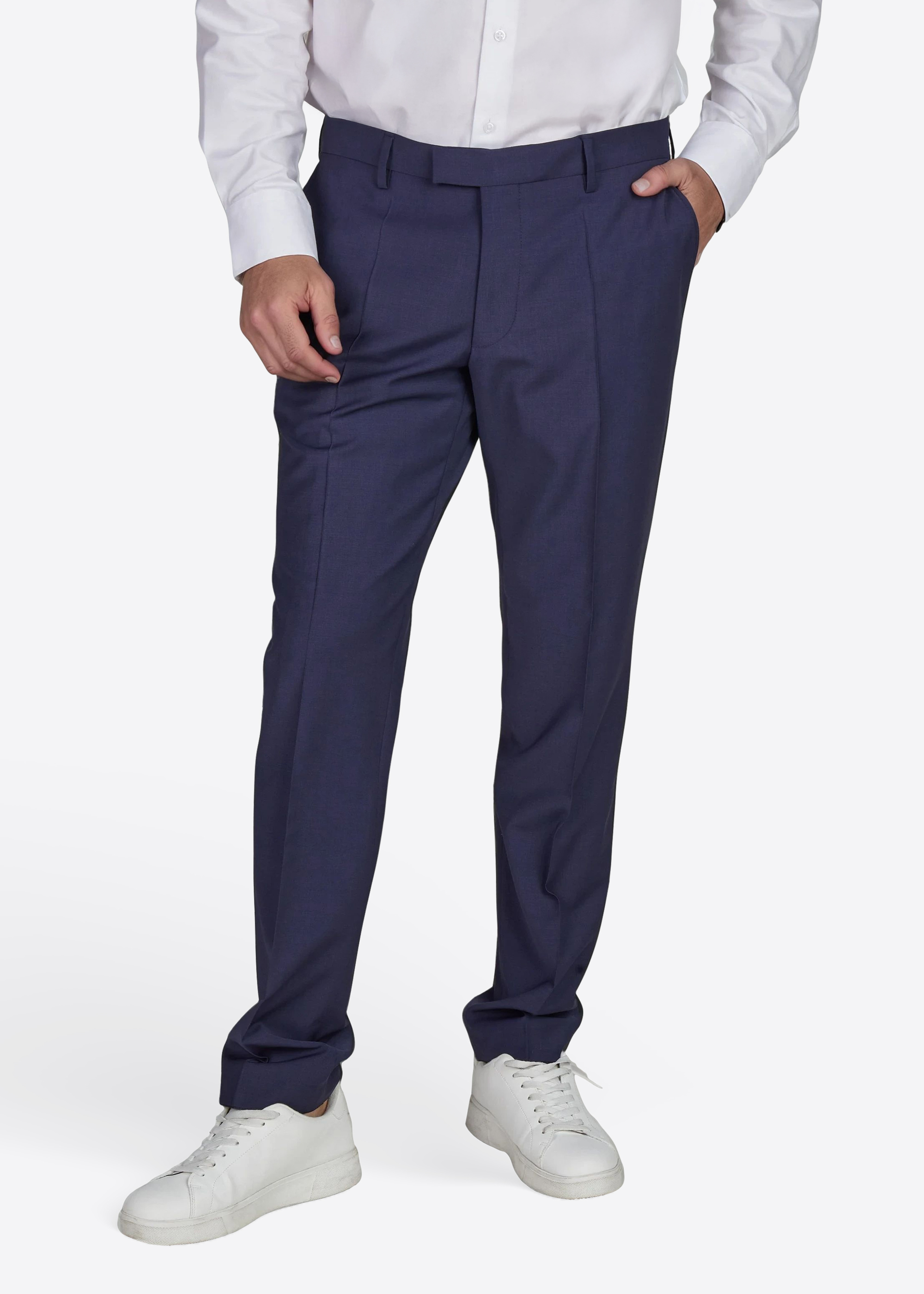 Ryan Anzughose mit Bügelfalte, Blau Frontansicht