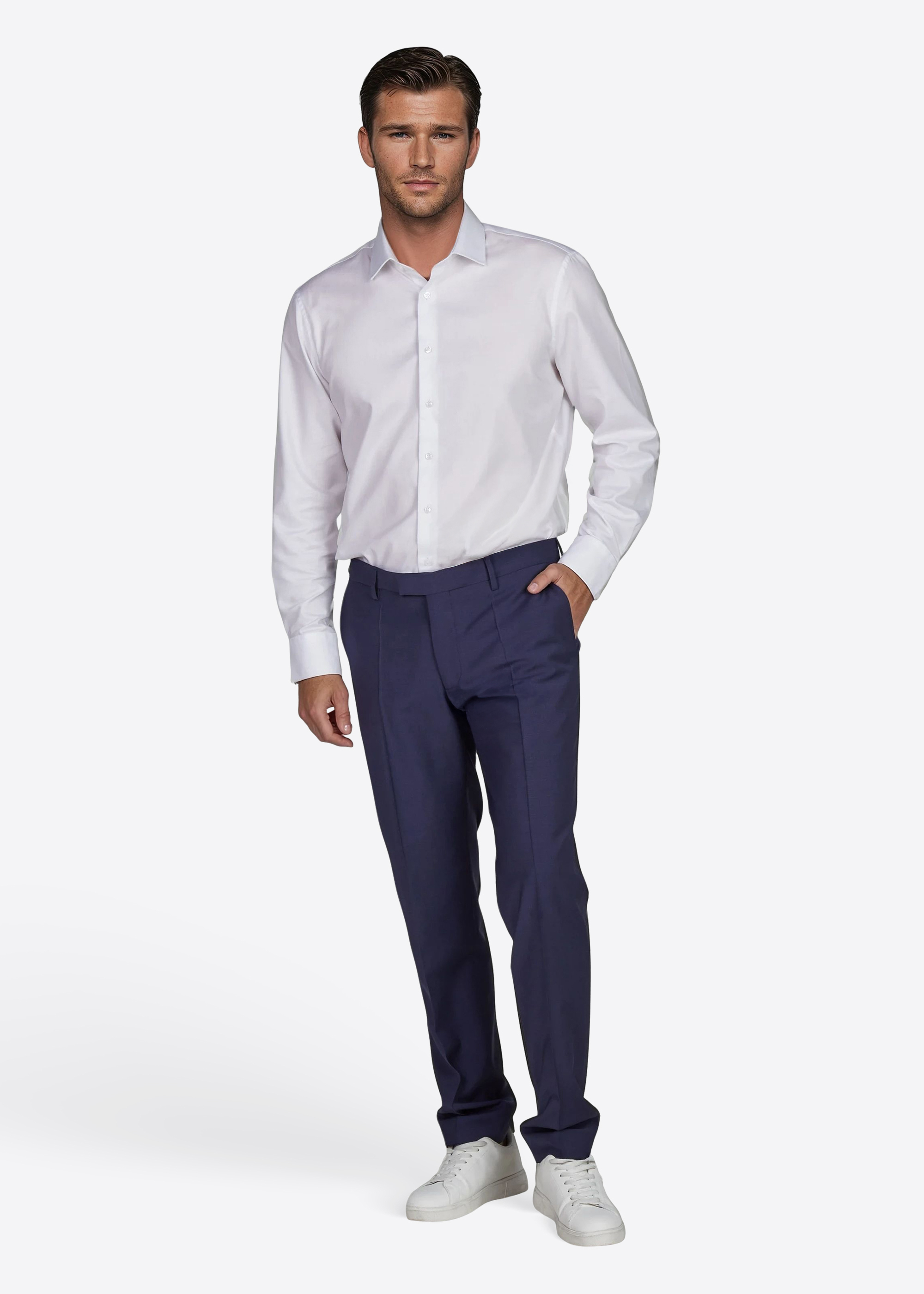 Ryan Anzughose mit Bügelfalte, Blau Rückansicht