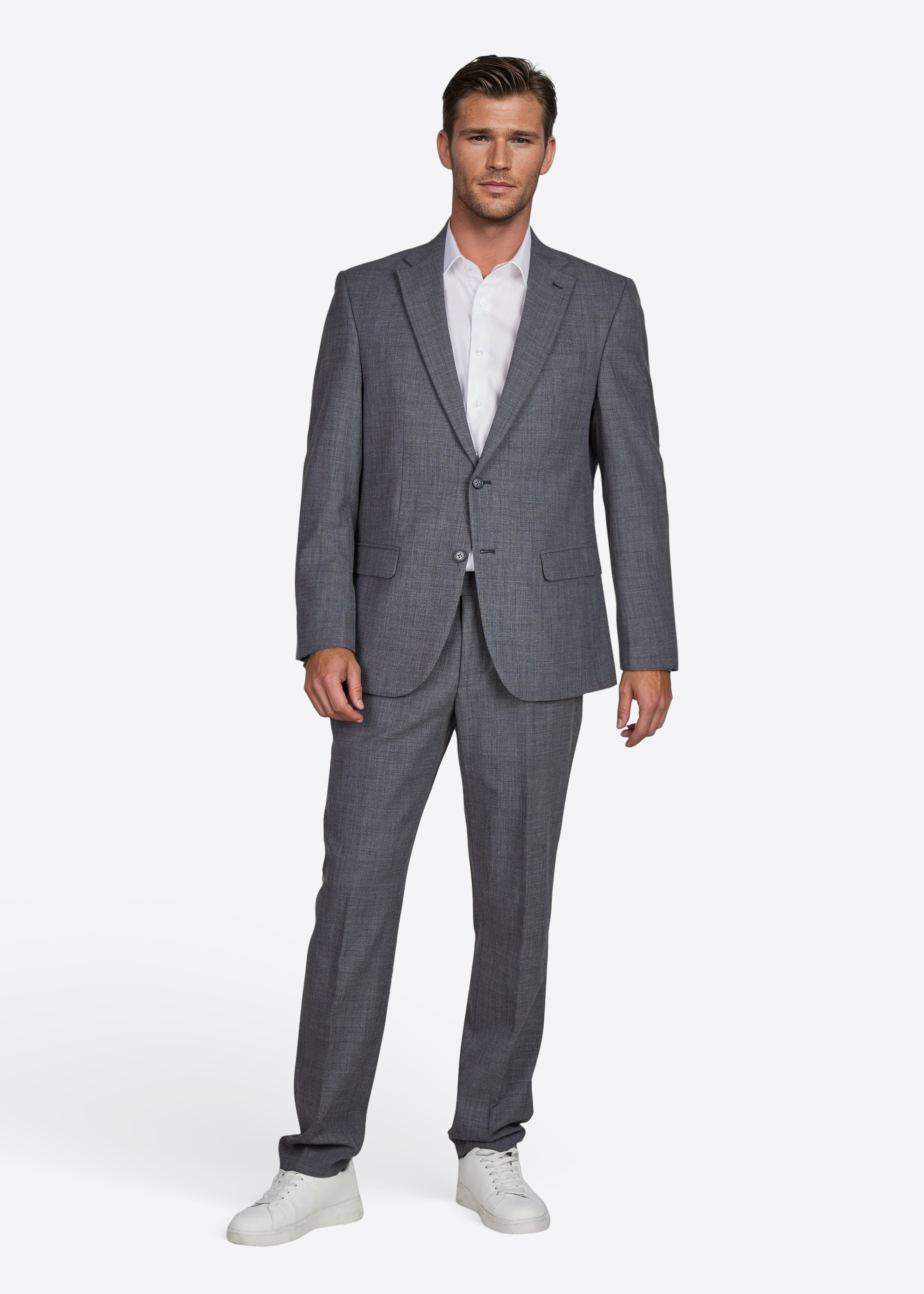 Hose Ryan mit Bügelfalte, Steingrau Rückansicht