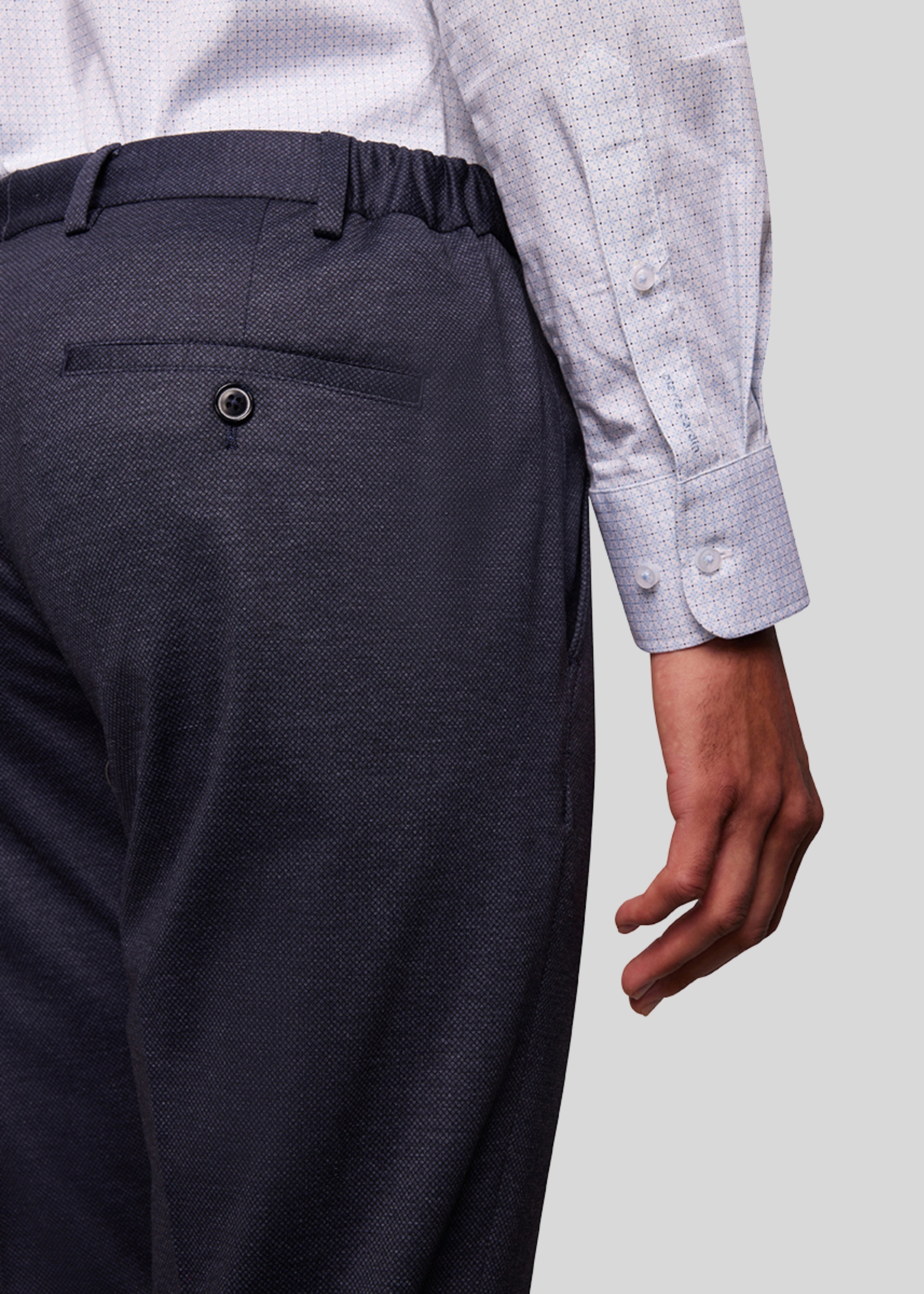 Rick Smart-Casual-Hose mit elastischem Bund, Blau Detailansicht 2