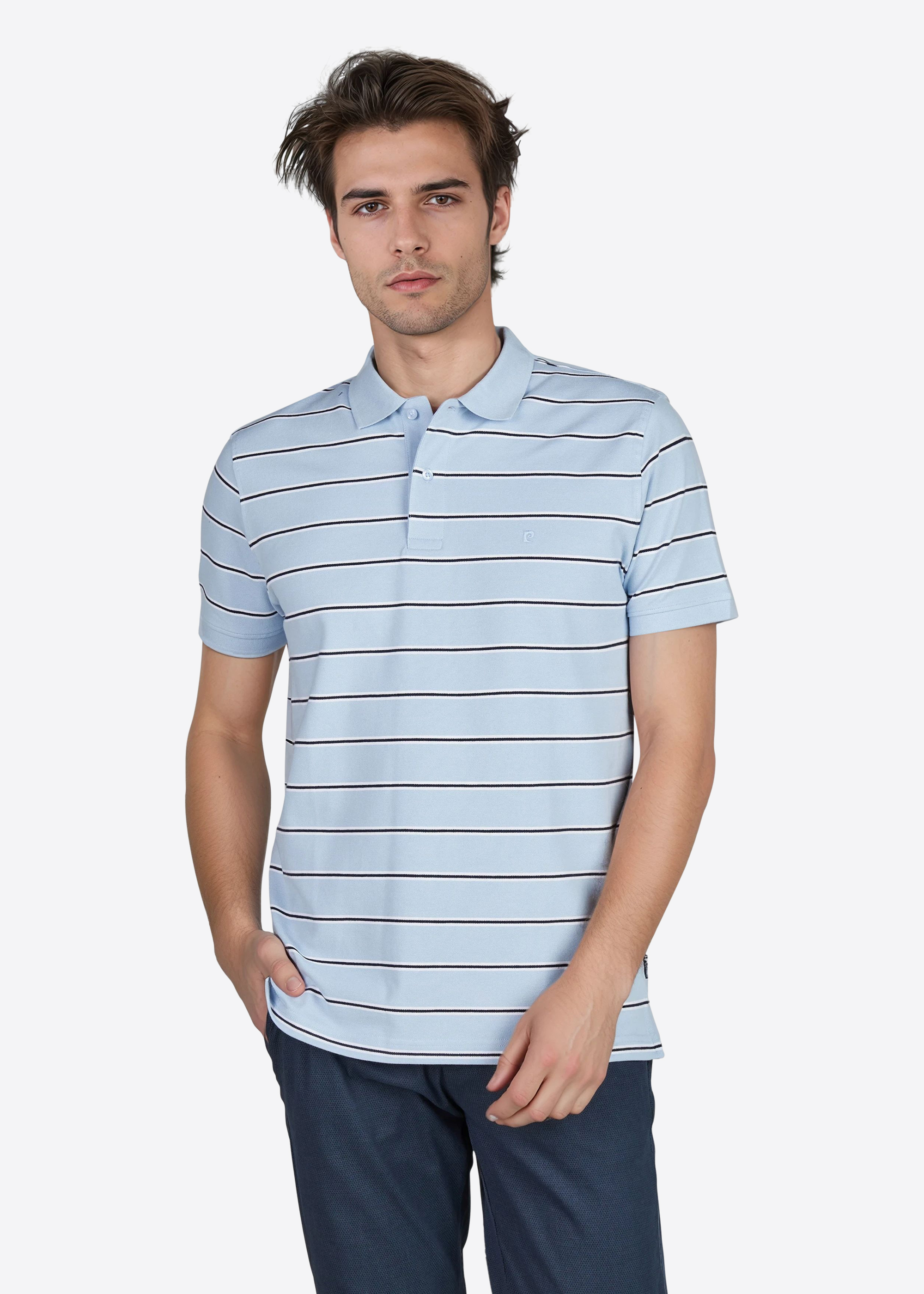 Polo-Shirt mit klassischem Polo-Kragen, Ice Water Frontansicht