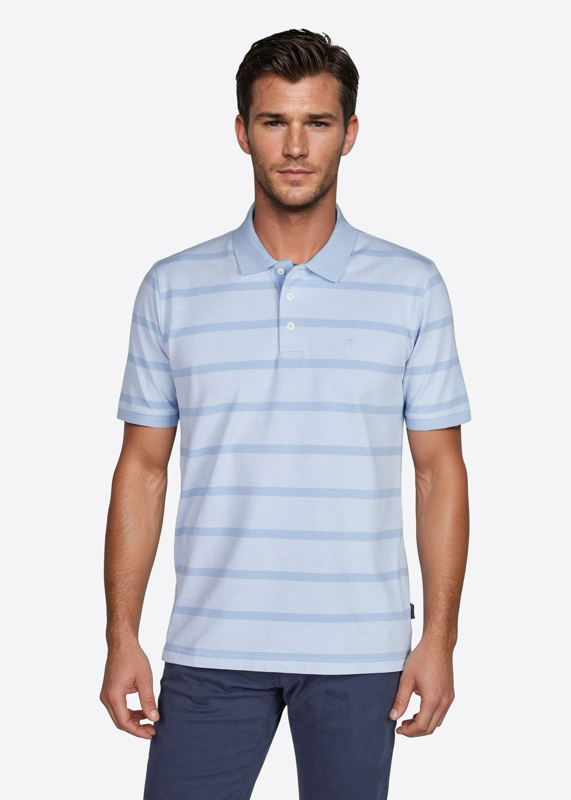 Polo-Shirt im Streifen-Design, Ice Water Frontansicht