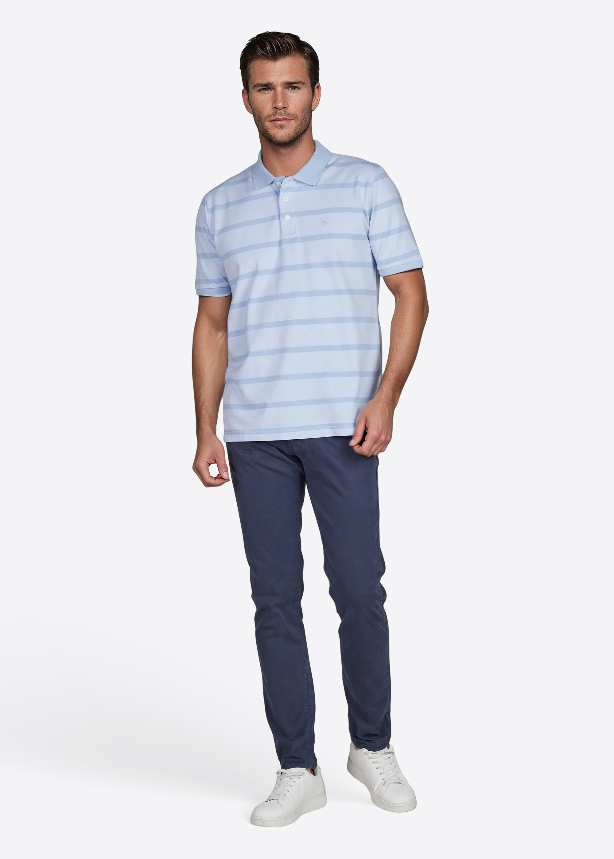 Polo-Shirt im Streifen-Design, Ice Water Rückansicht