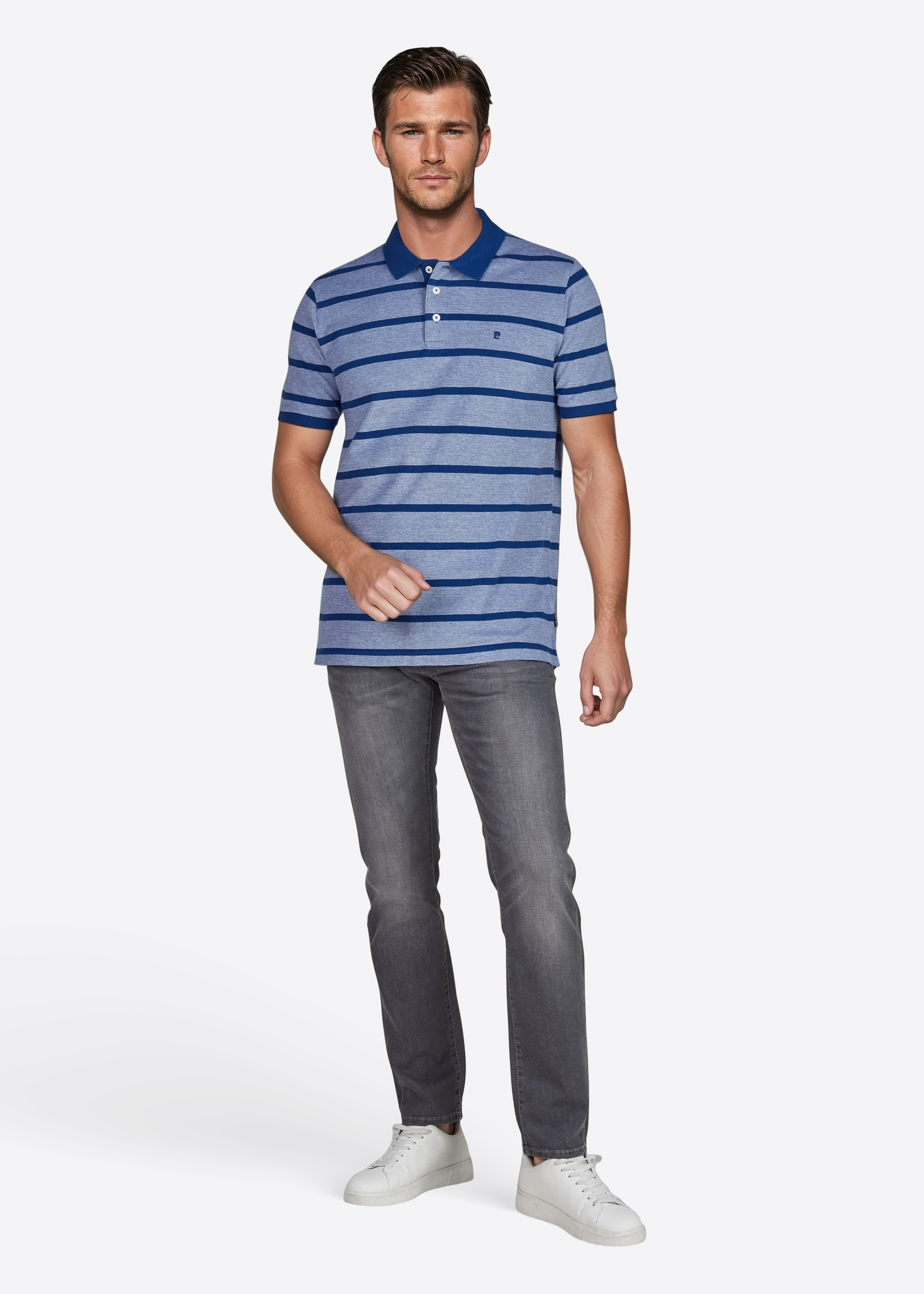 Polo-Shirt im Streifen-Design, Navy Peony Rückansicht