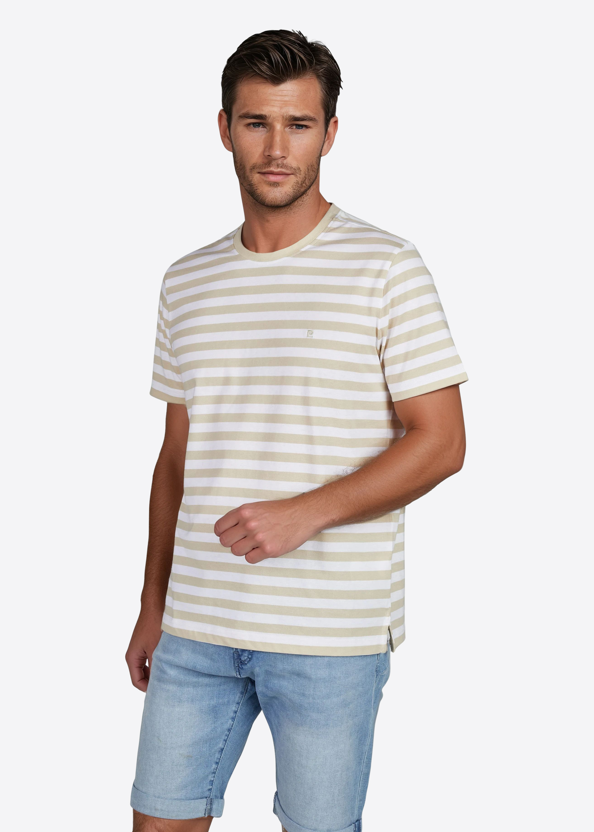 T-Shirt mit Streifen, Brown Rice Frontansicht