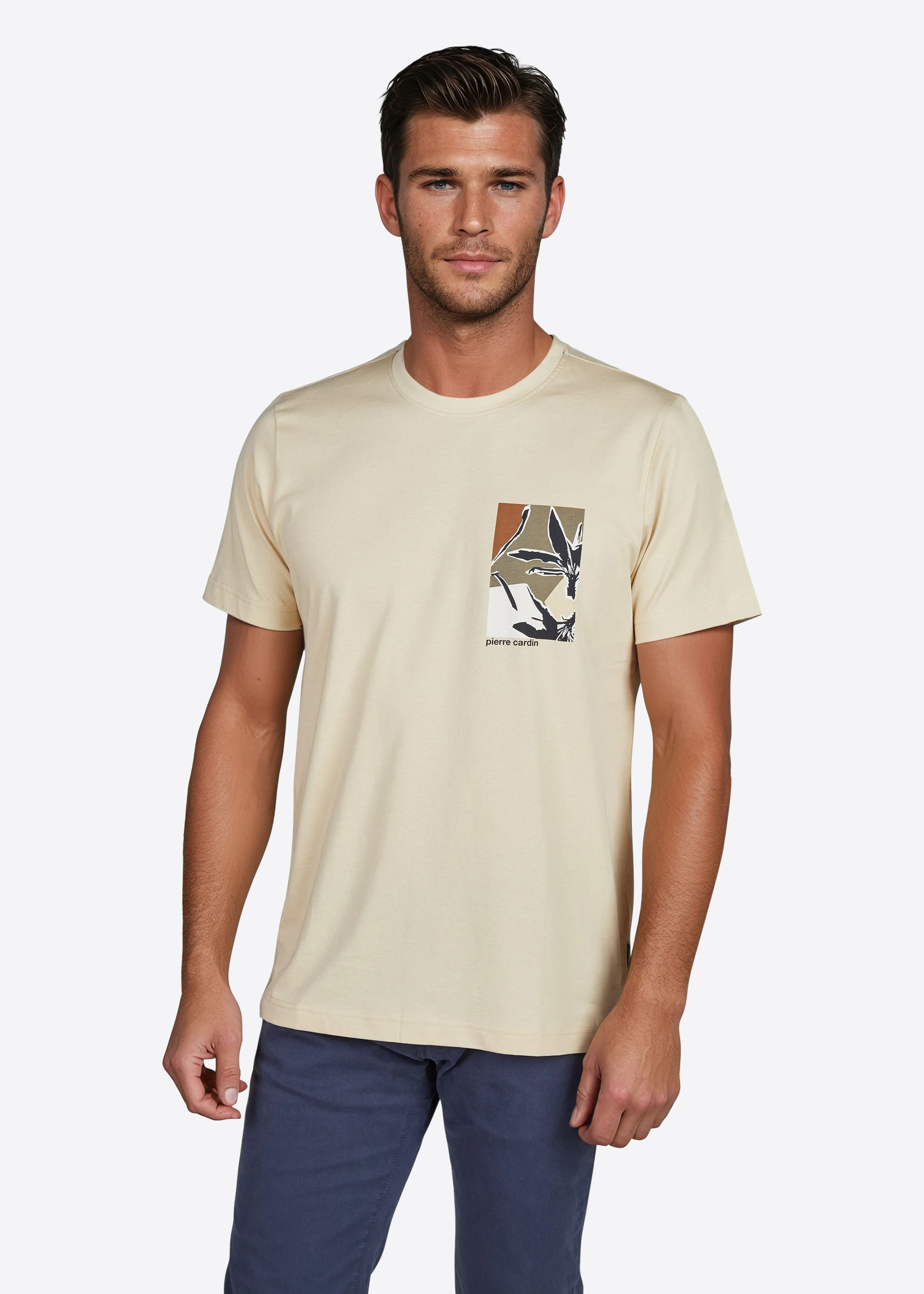 T-Shirt mit Logoapplikation, Brown Rice Frontansicht