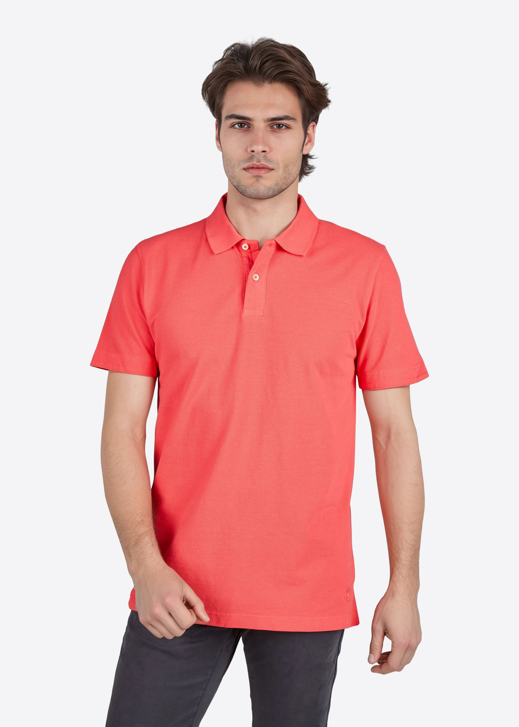 Polo-Shirt mit kurzer Knopfleiste, Tea Berry Frontansicht