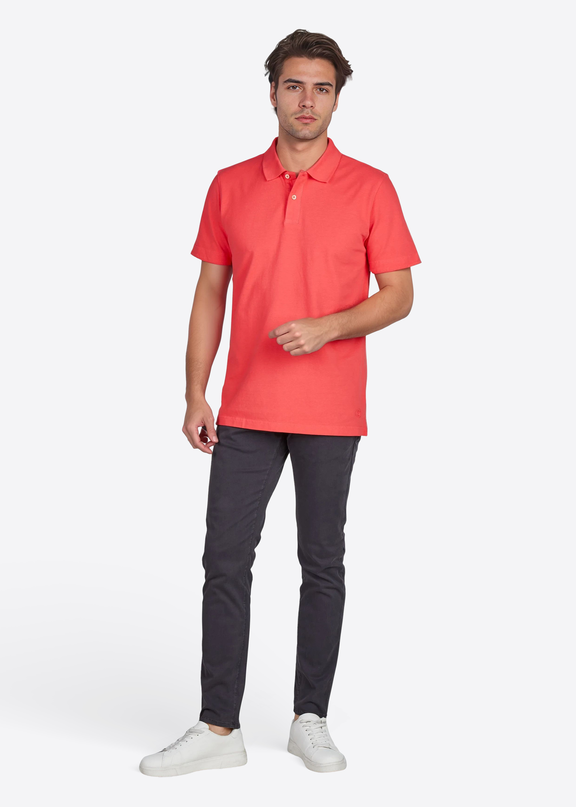 Polo-Shirt mit kurzer Knopfleiste, Tea Berry Rückansicht