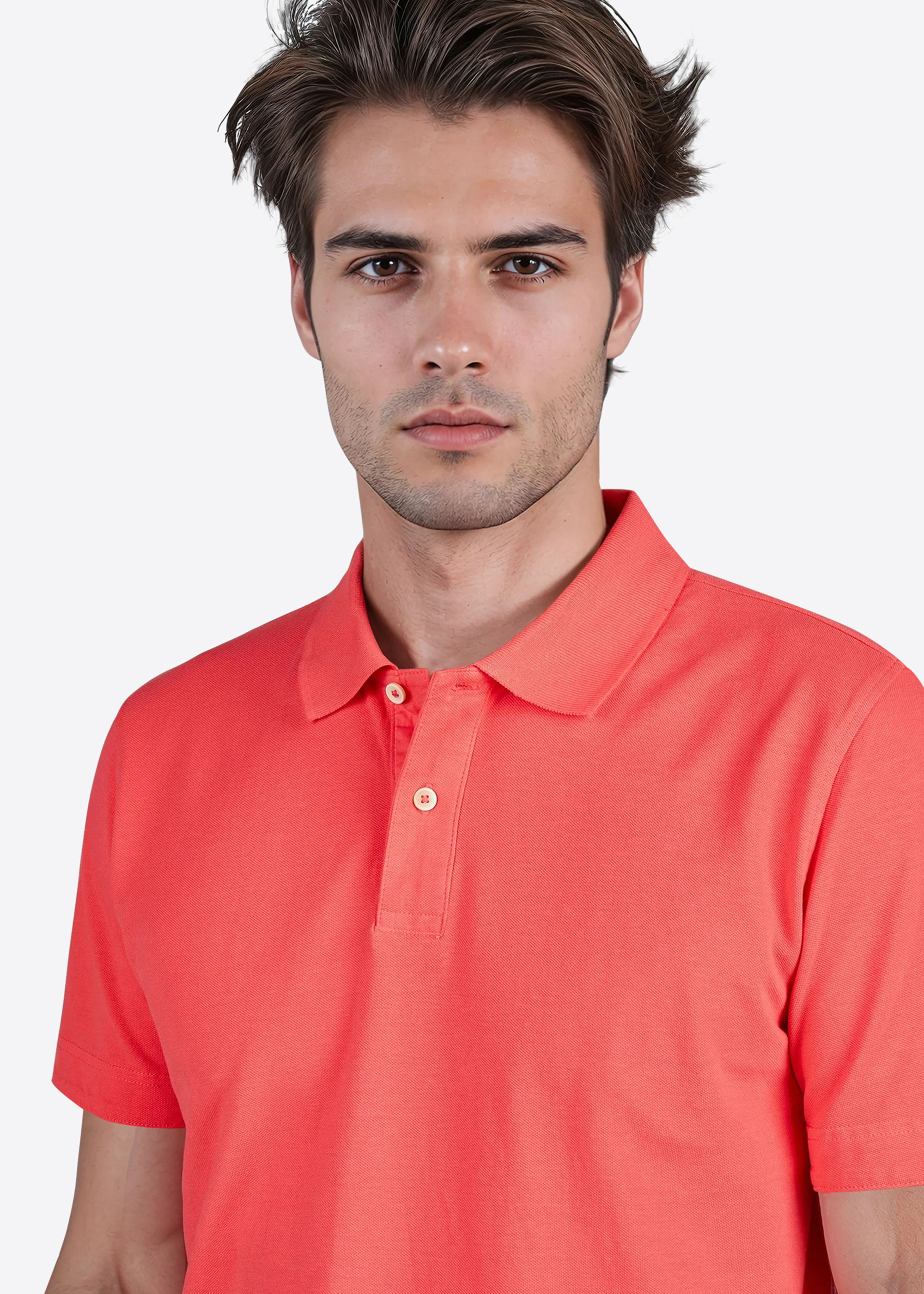 Polo-Shirt mit kurzer Knopfleiste, Tea Berry Detailansicht 2