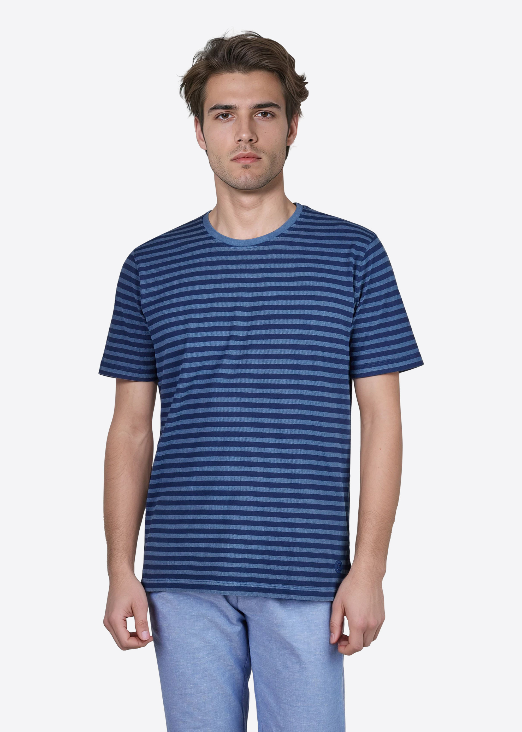 T-Shirt mit Rundhalsausschnitt, Navy Peony Frontansicht