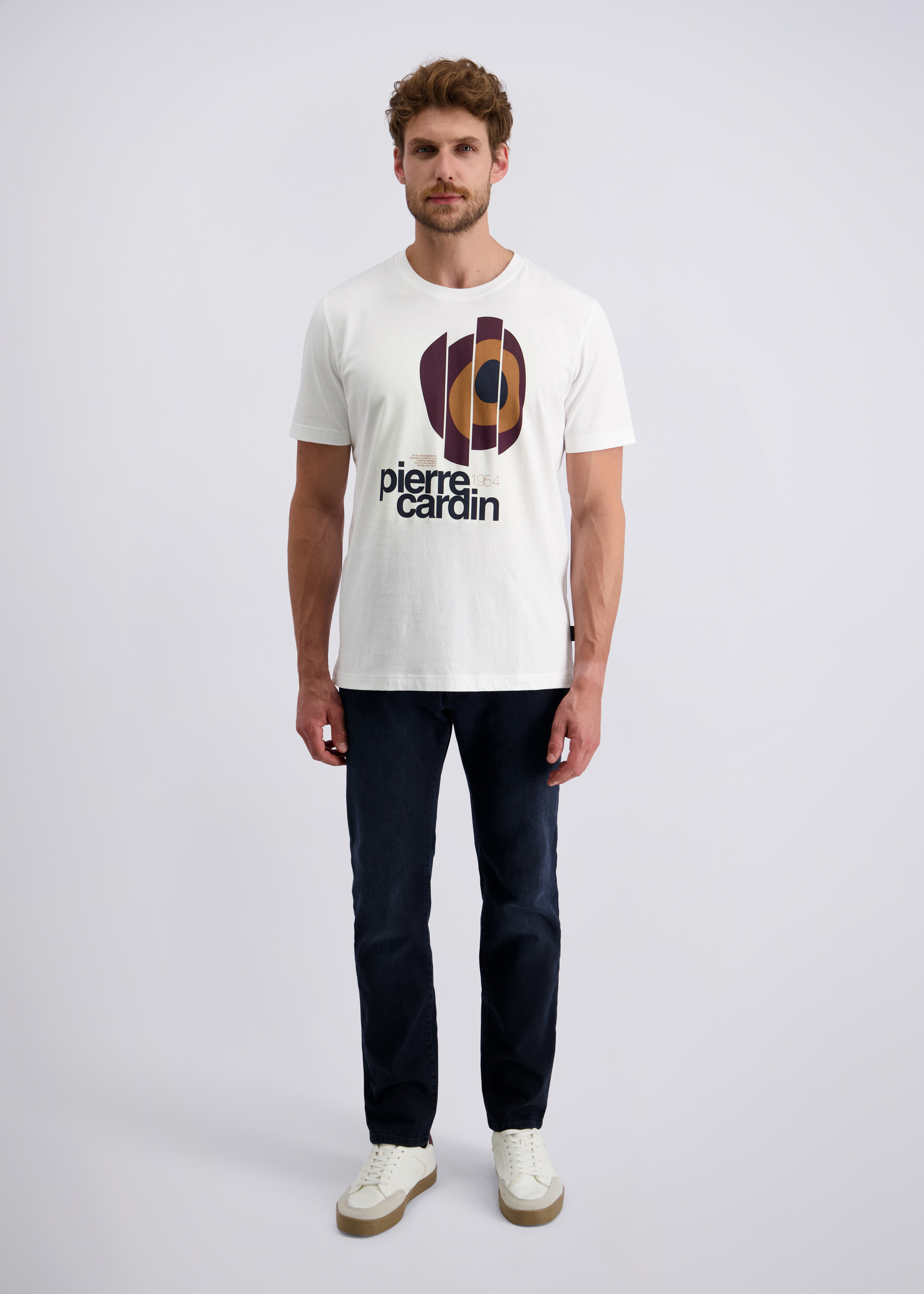 Freizeit T-Shirt mit Placement Print, Elfenbein Rückansicht