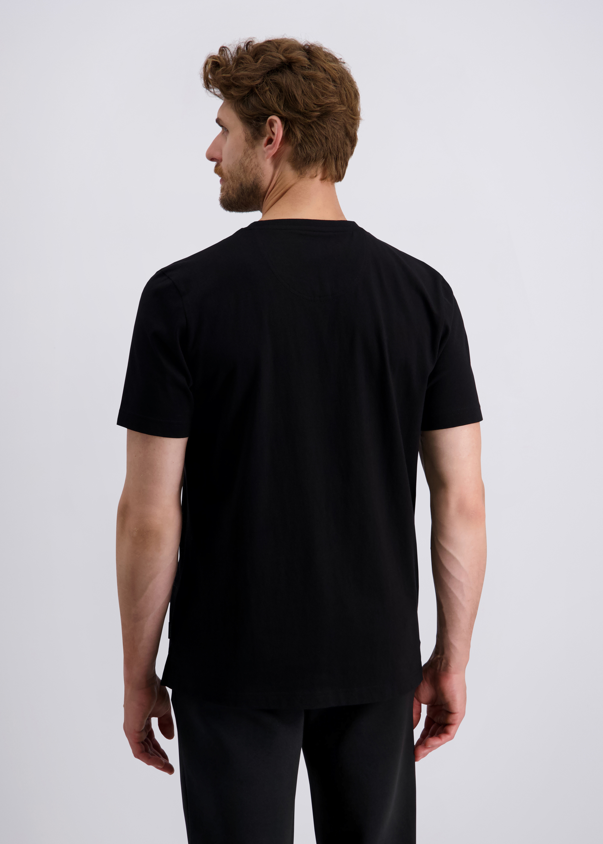 Freizeit T-Shirt mit Placement Print, Schwarz Detailansicht 1