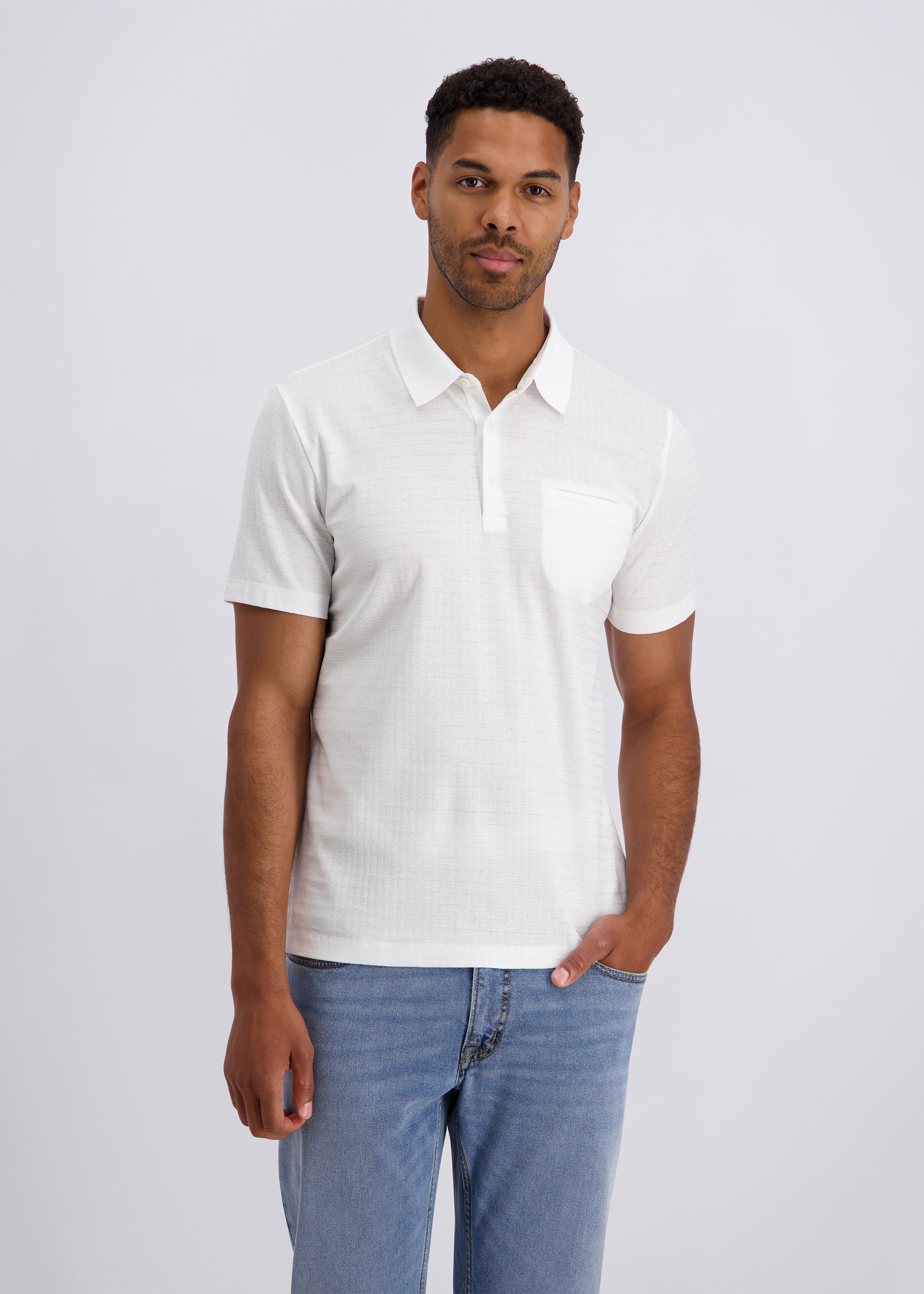 Poloshirt im Modern Fit, Weiss Frontansicht