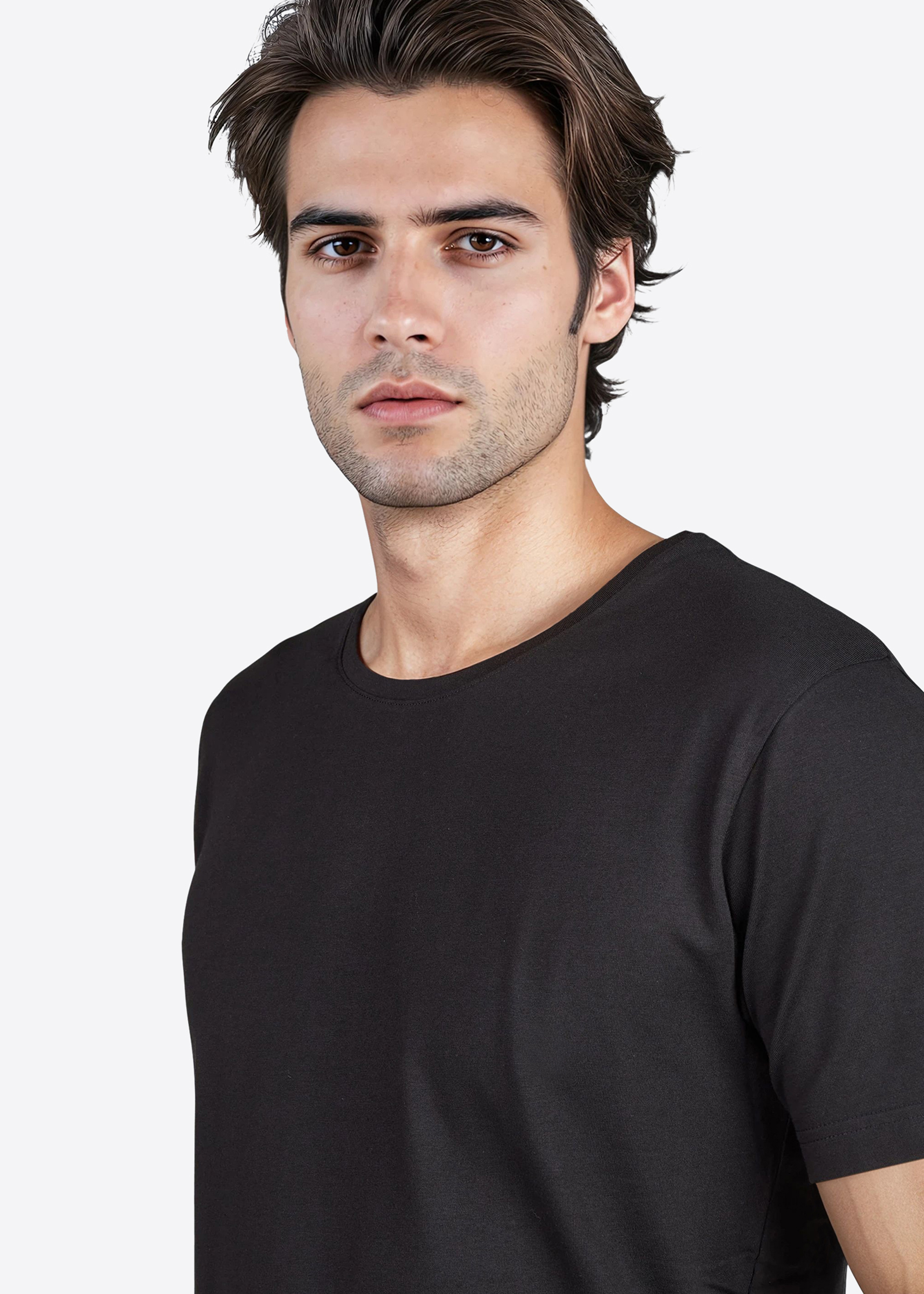 T-Shirt mit Rundhalsausschnitt, Schwarz Detailansicht 2