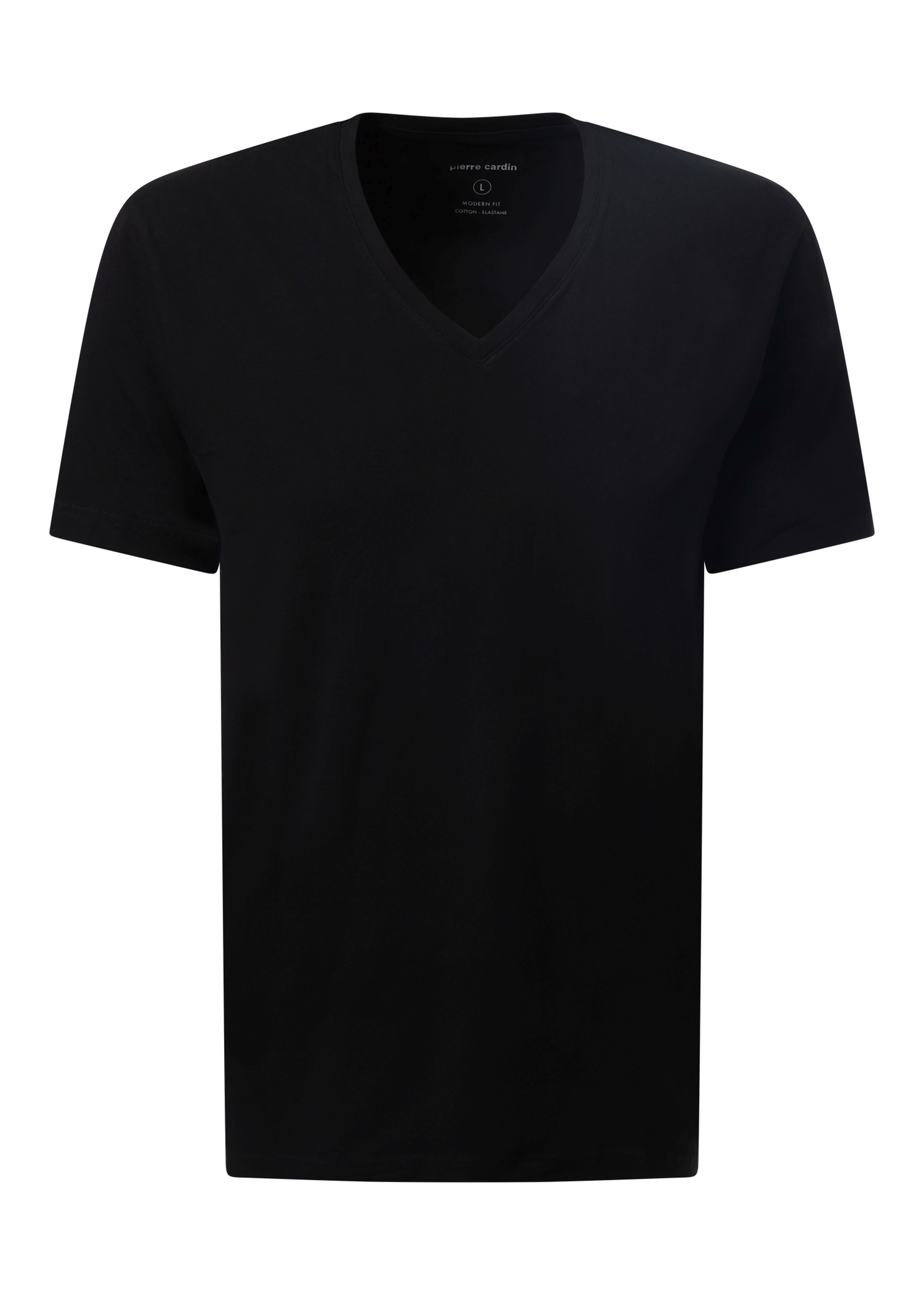 T-Shirt mit V-Ausschnitt, Schwarz Rückansicht