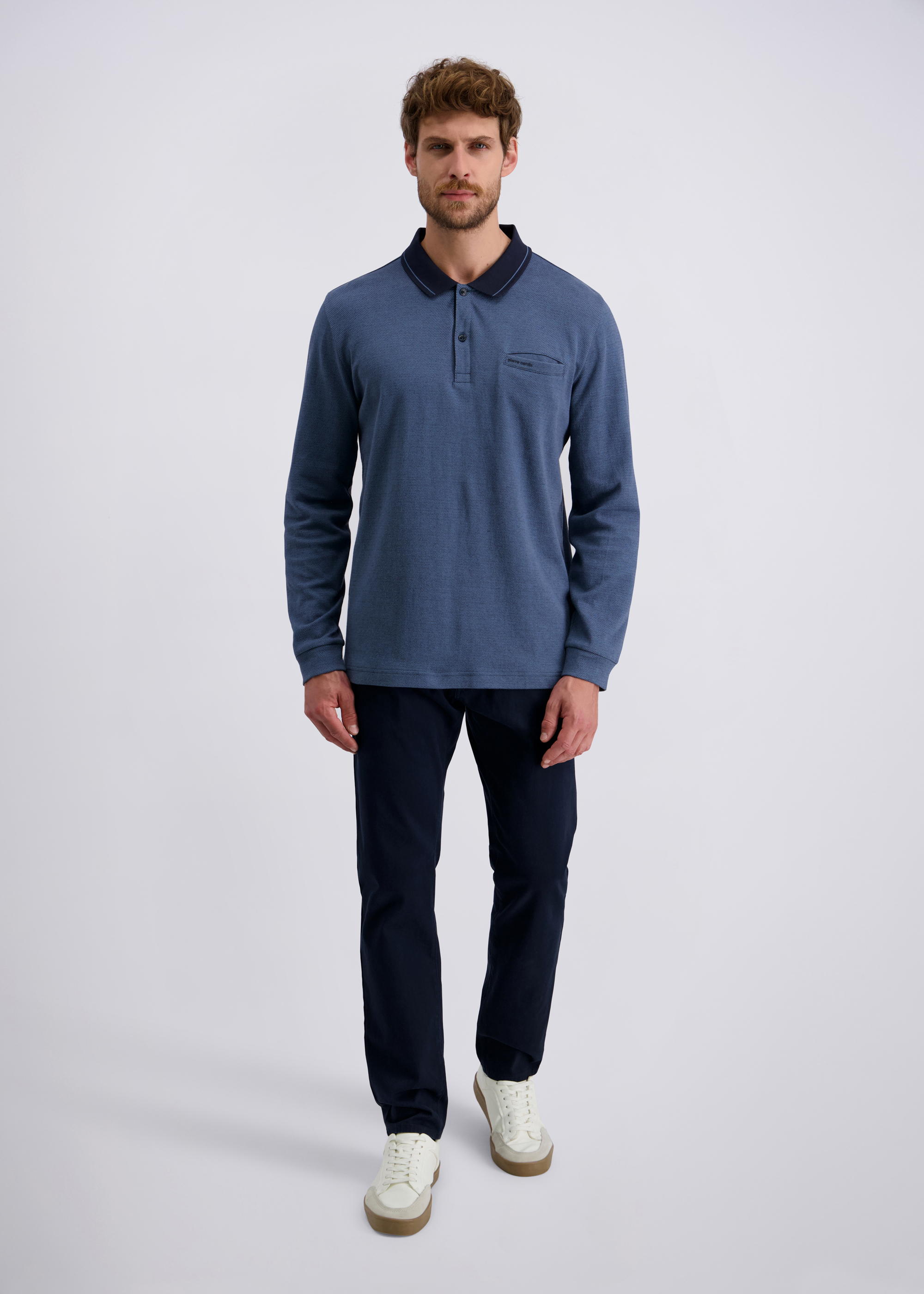 Langarm Polo-Shirt, gemustert, Bering Sea Rückansicht