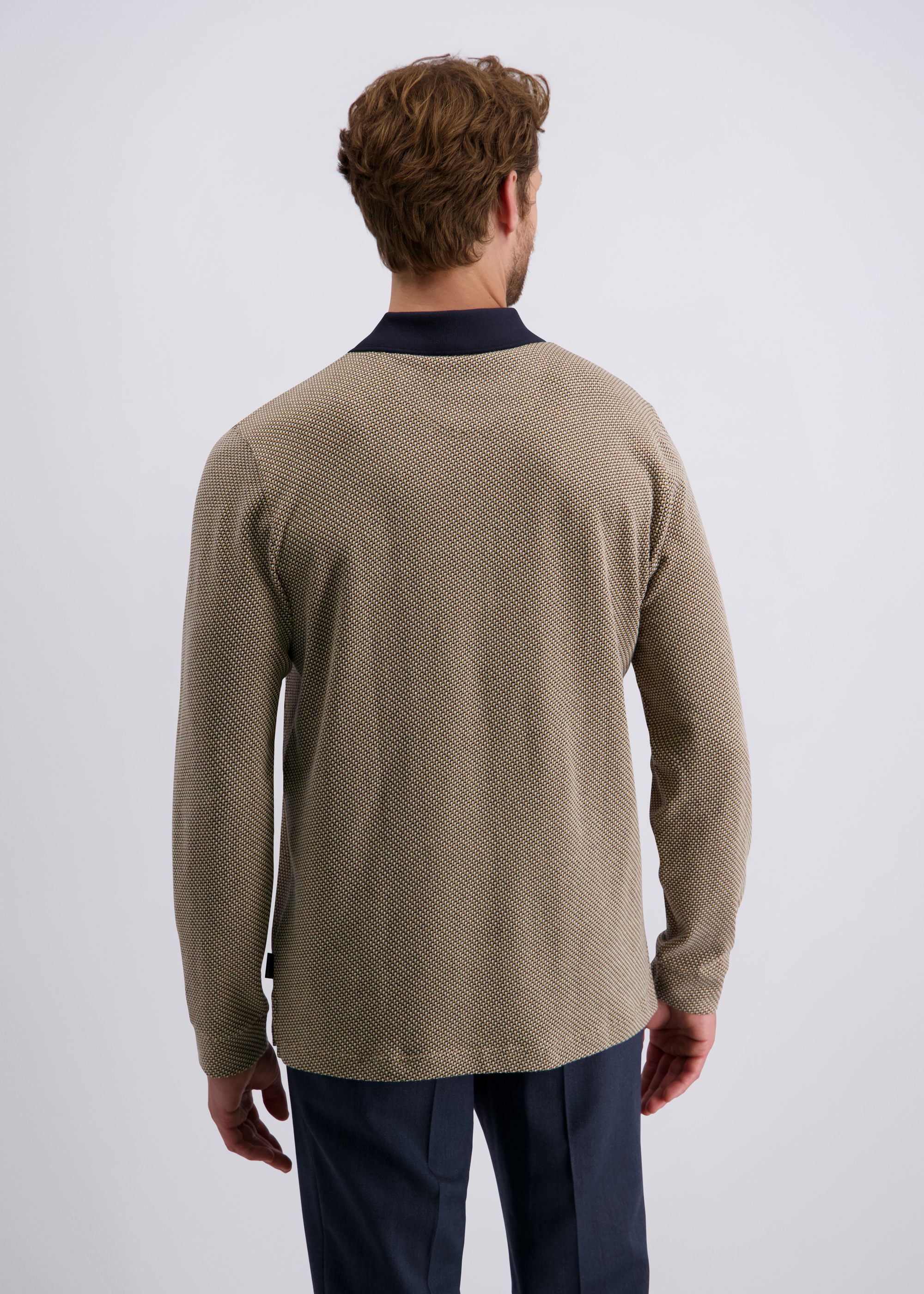 Langarm Poloshirt mit mehrfarbigem Jacquard, Lark Detailansicht 1