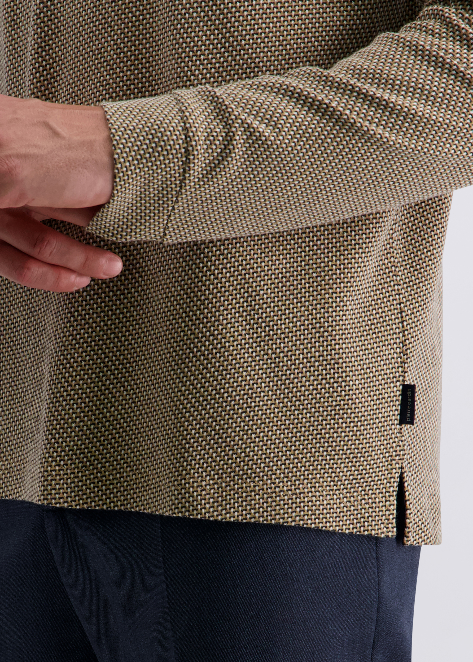 Langarm Poloshirt mit mehrfarbigem Jacquard, Lark Detailansicht 2