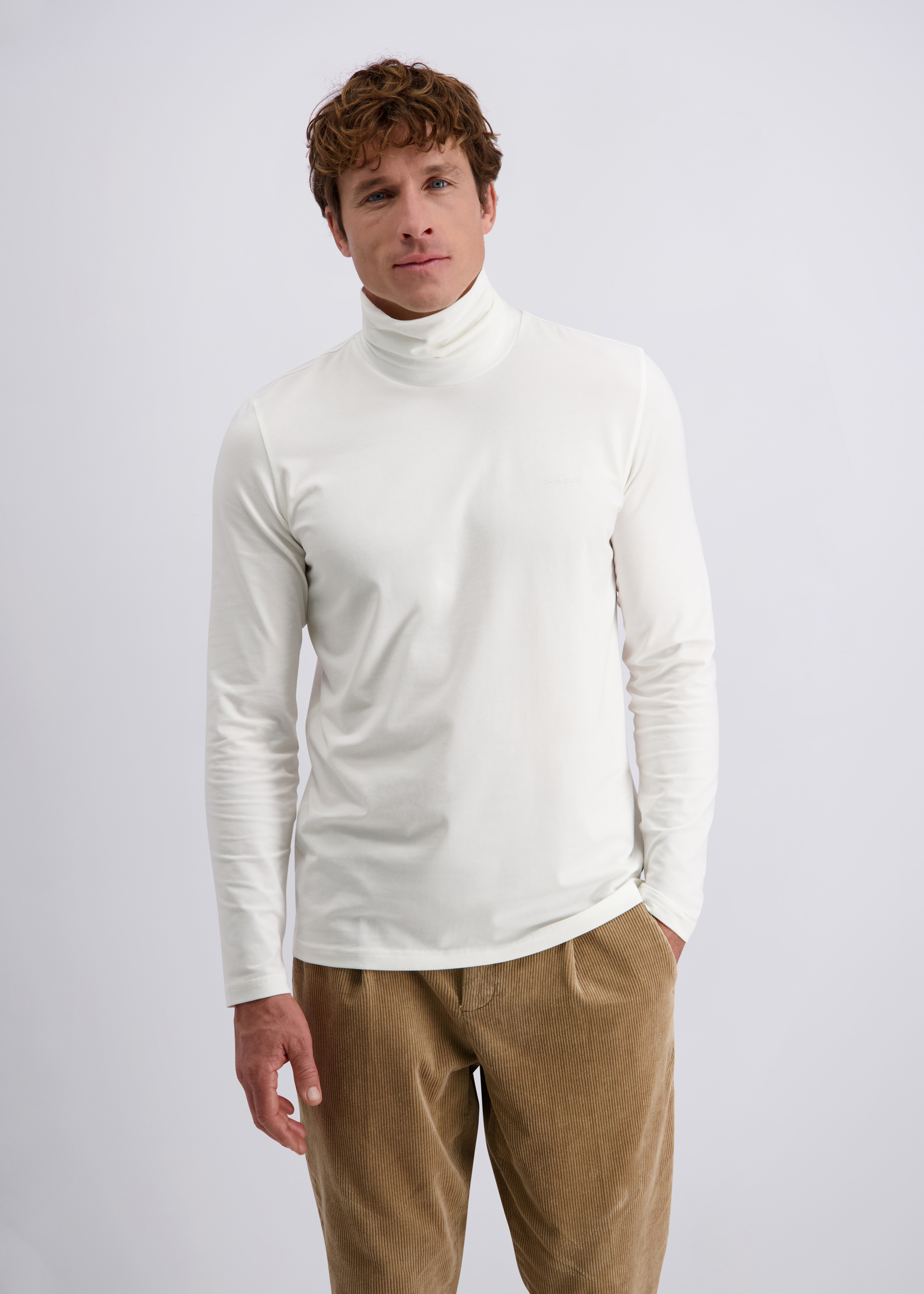 Essential Komfort Langarmshirt, uni, Elfenbein Frontansicht