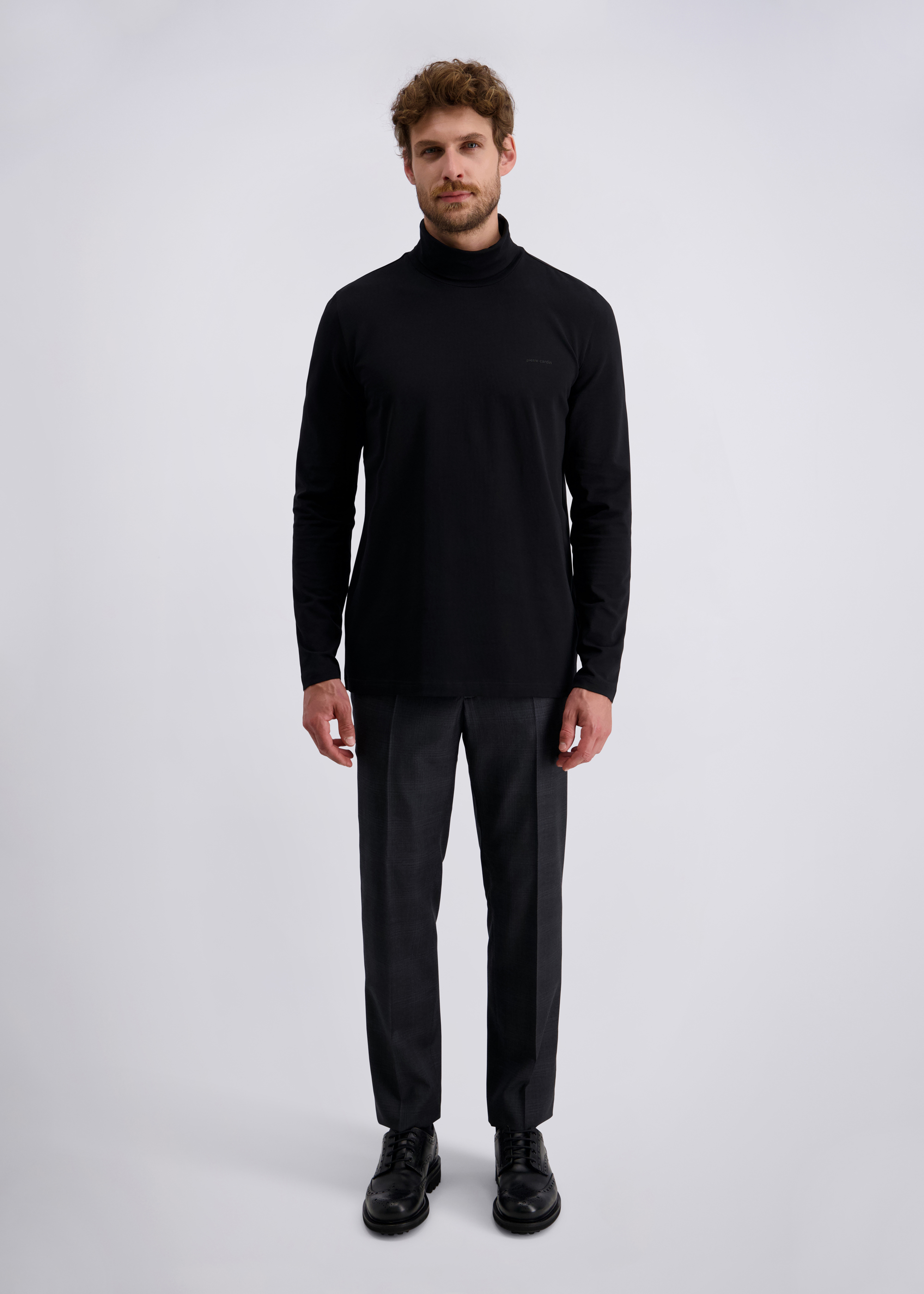 Essential Komfort Langarmshirt, uni, Schwarz Rückansicht