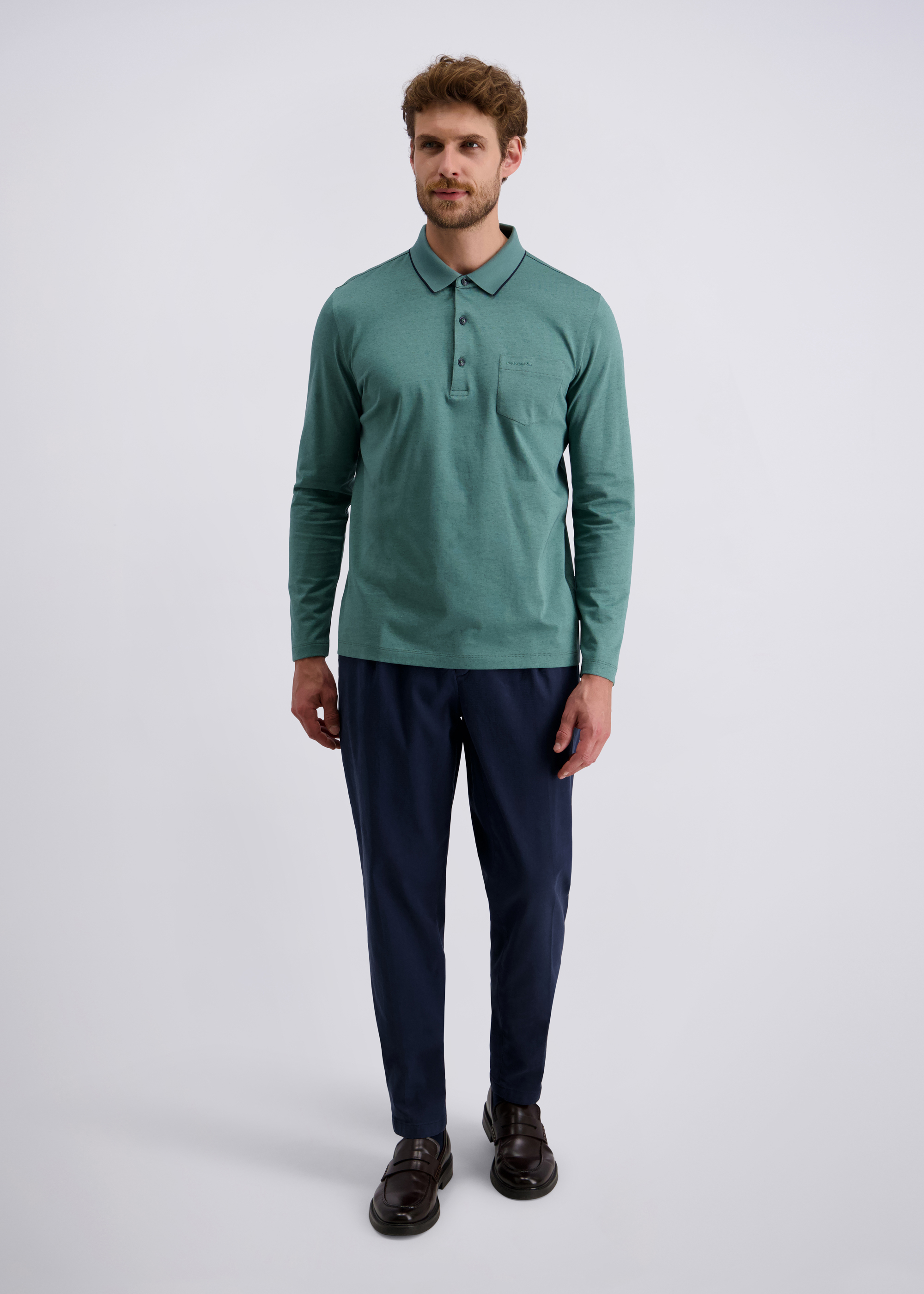 Elegantes Polo-Shirt mit klassischem Kragen, Sagebrush Green Rückansicht