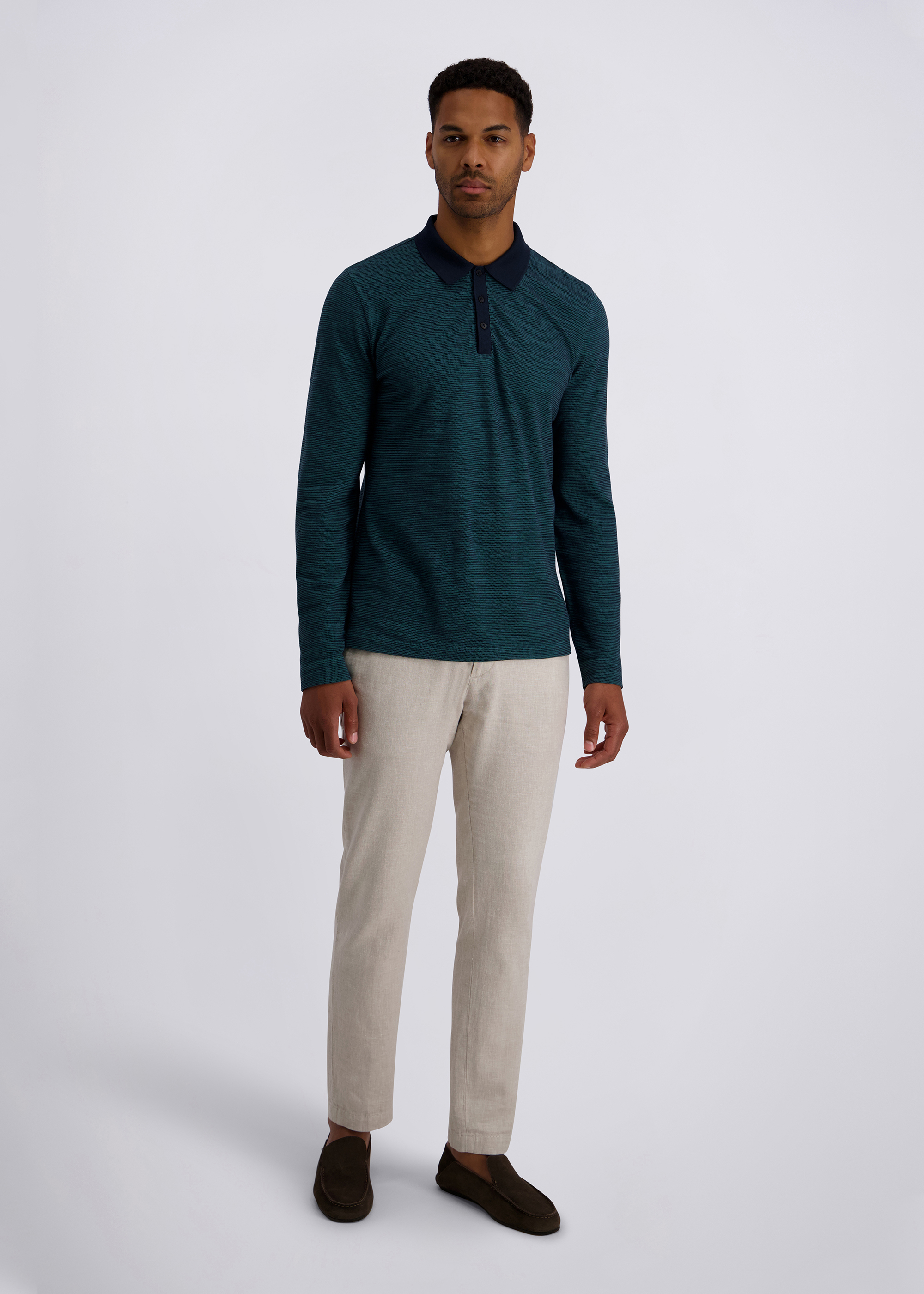 Langarm-Poloshirt in Modern Fit, Mediterranea Rückansicht